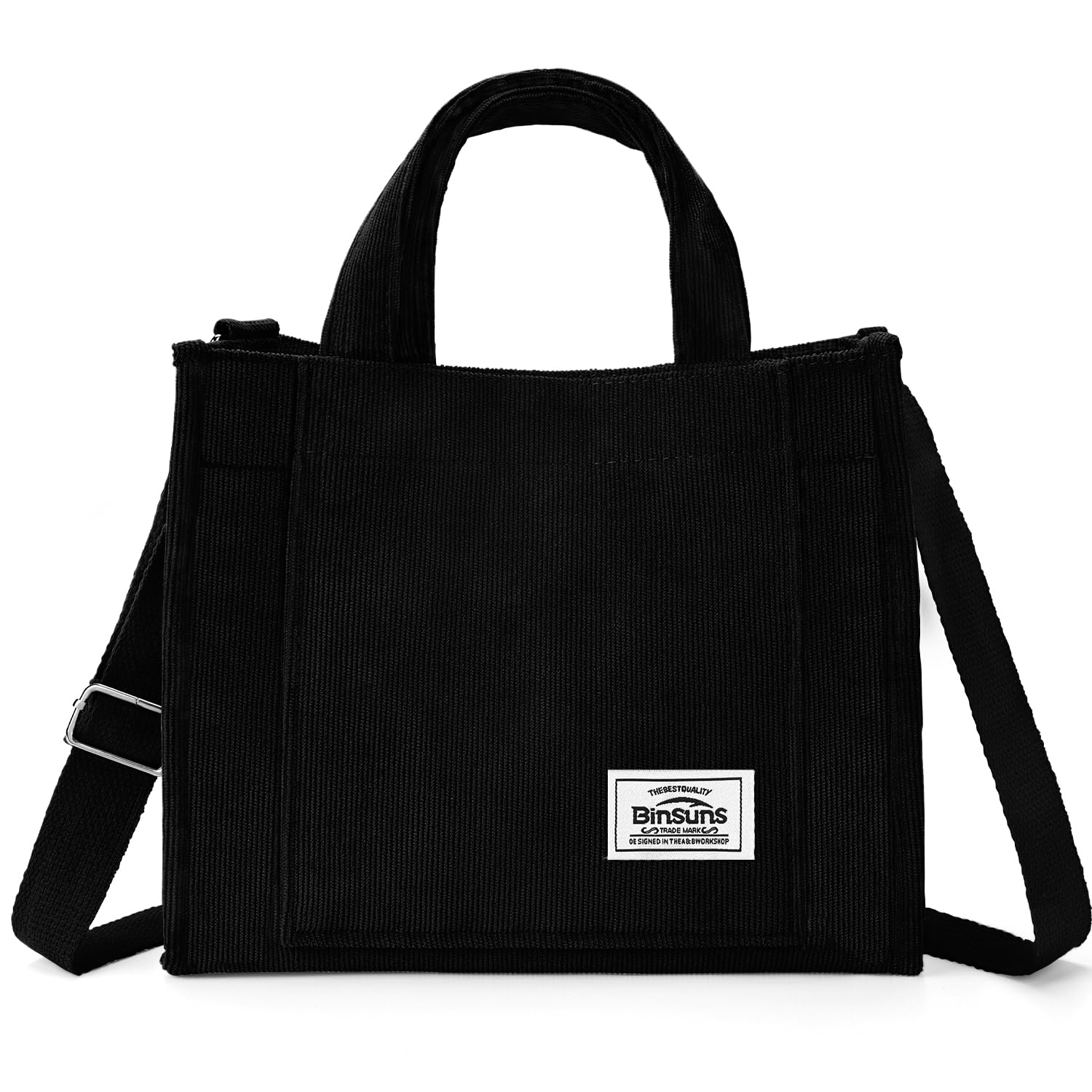 BINSUNSCorduroy Tote Bag for Women Small Satchel Bag Mini Tote Bag Aesthetic Crossbody Handbag - School Work Travel Shopping