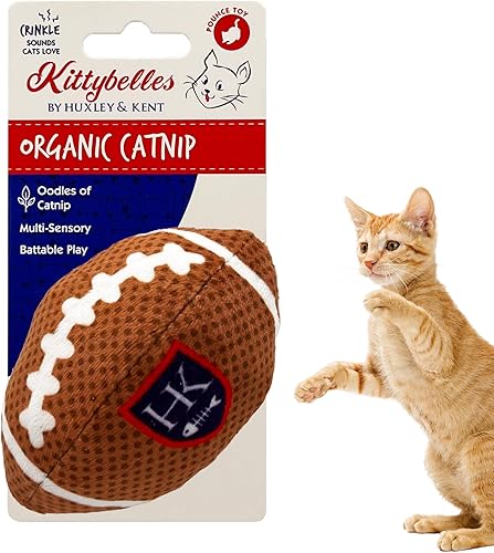 Huxley & Kent Juguete de peluche para gatos HK Football - Fuerte relleno de hierba gatera - Juguete interactivo de felpa para gatito y gato con