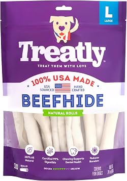 USA Beefhide Rolls 8-9" Dog Chew Treats - Natural Flavor, 10 Count/1 Pack