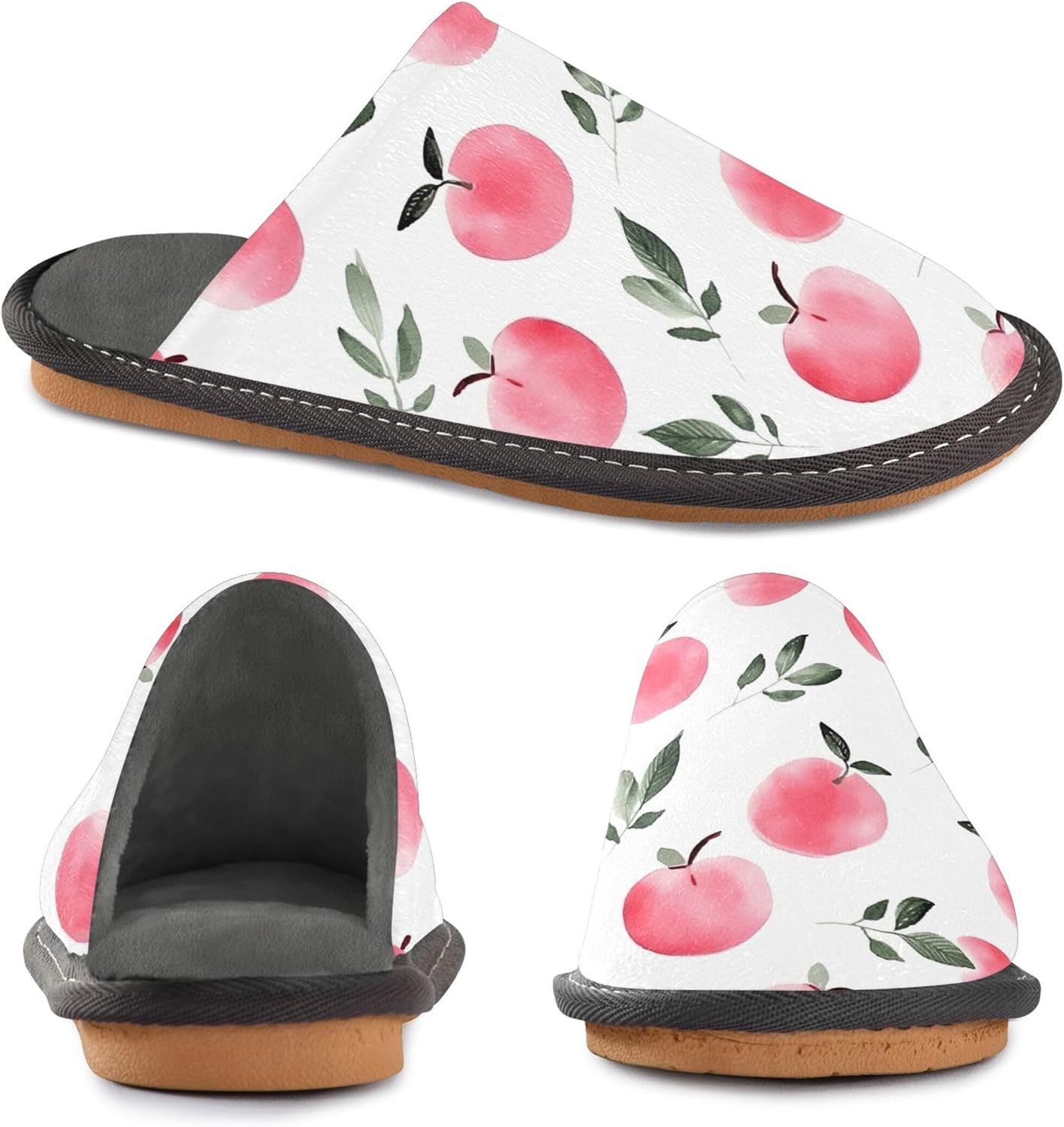 Apple House Slippers – Cozy Fuzzy Slippers for Guests, Washable & Disposable, Perfect for Shoeless Home, Spa & Hotel Use A110867