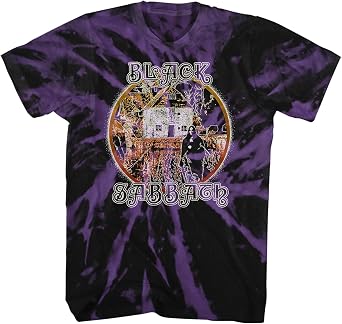 Black Sabbath Mens Witch Album Cover Purple Spiral Wash T-Shirt Black | Officially Licensed Merchandise