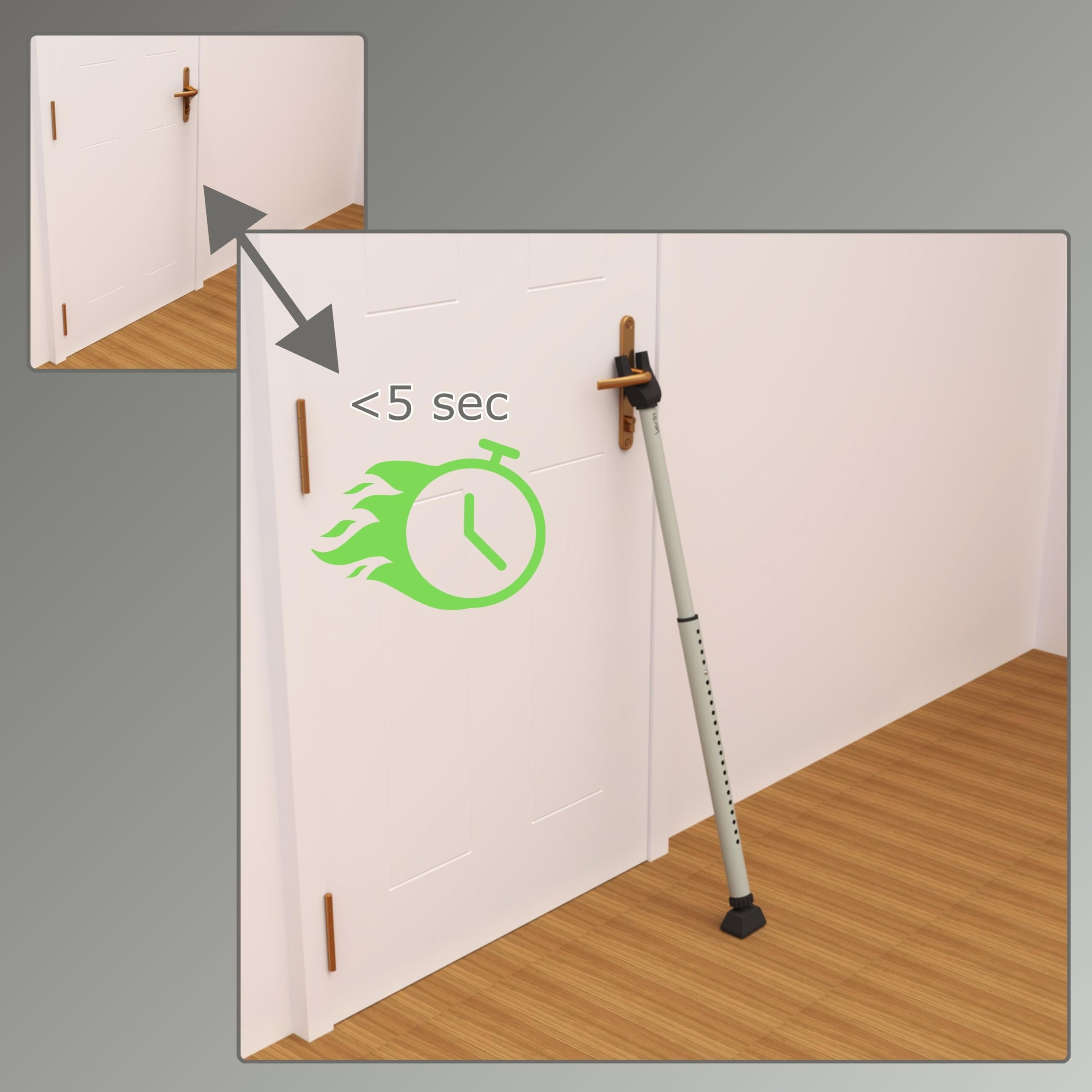 VECTA Tür Sicherheitsstange, Grau 1-Pack Erweiterter Sicherheitsstange für Türen, Heavy Duty Türsicherung, Einstellbarer Balkontür Sicherung, Einbruchschutz Fenster, Tür Sicherheit für Zuhause,