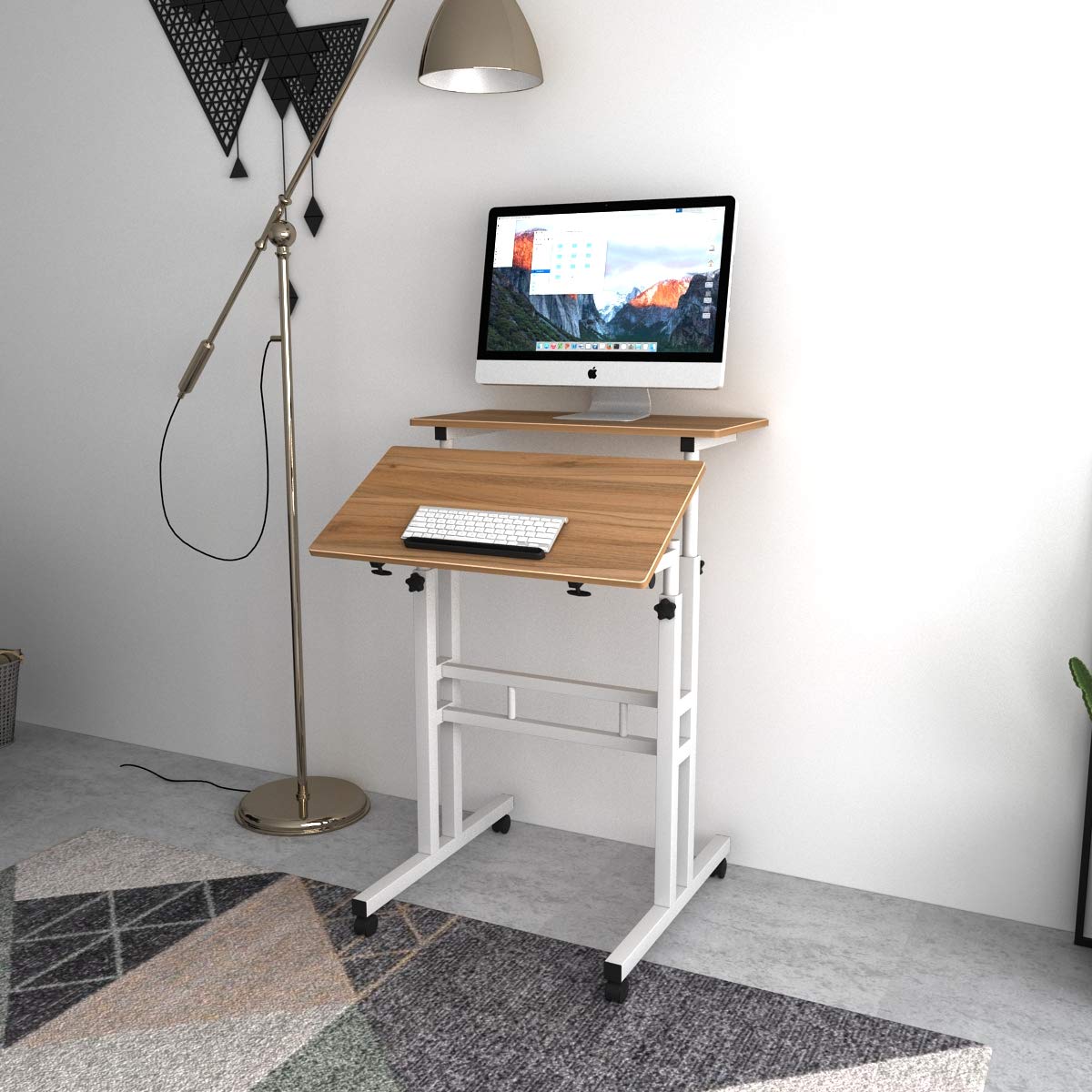 soges Stand Up Desk regolabile Scrivania del computer Workstation mobile Desktop sit-stand Scrivania in piedi, l scrivania aptop,101-OK-N