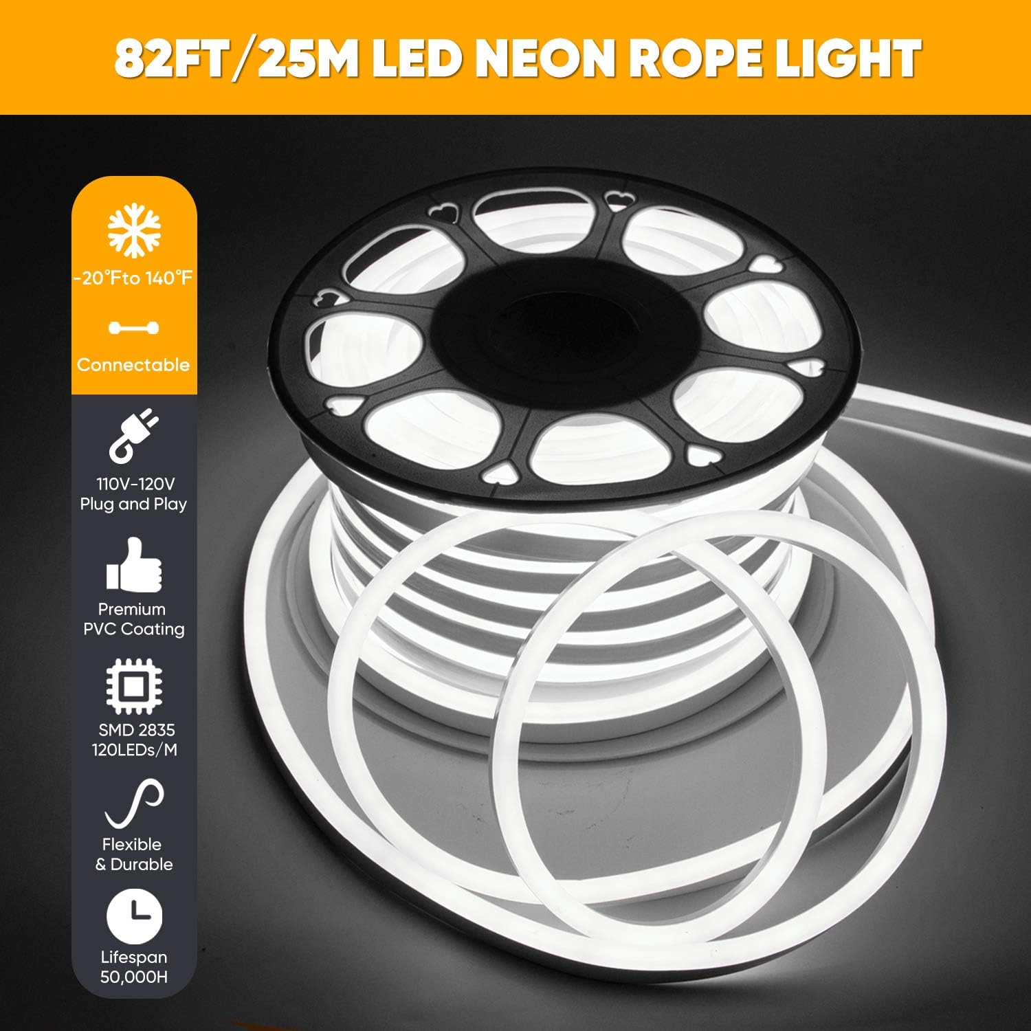 🔥 Flаѕh Sаlе Shine Decor LED Neon Rope Lights Outdoor 82FT Cold-Resistant, Connectable Flexible Neon LED Strip Lights 6500K Cool White, AC 110V 120V IP65 Waterproof Neon Sign Light 120LED/M for Lighting Decoration Amаzоn Crаzу 🔥 Dеаlѕ Shine Decor LED Neon Rope Lights Outdoor 82FT Cold-Resistant, Connectable Flexible Neon LED Strip Lights 6500K Cool White, AC 110V 120V IP65 Waterproof Neon Sign Light 120LED/M for Lighting Decoration