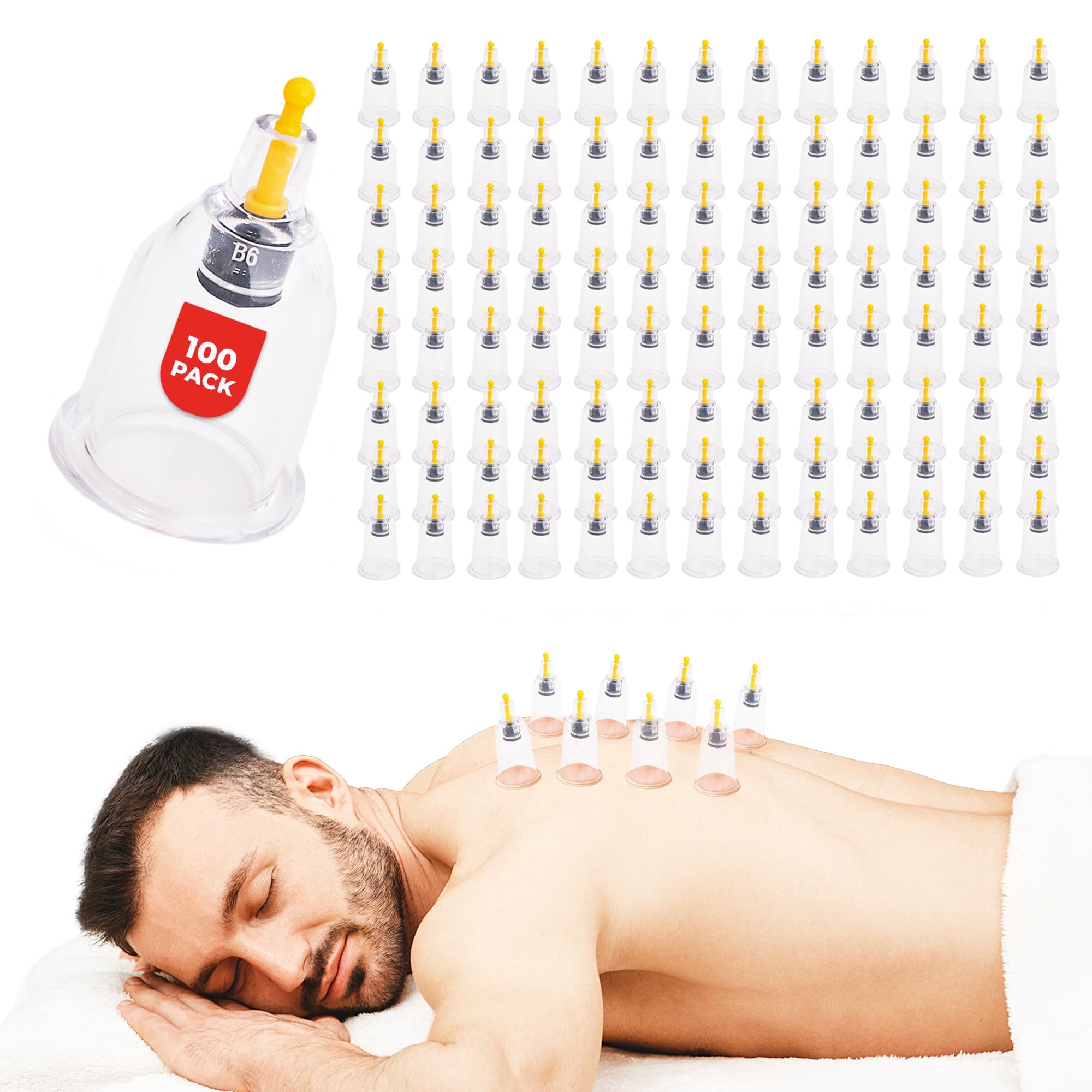 [100 Pack] Bulk Cupping Set for Massage Therapy - B1 B2 B3 B4 B5 B6 B7 U4 U5 - B6 (1.33 in) - Wholesale Professional Cupping Therapy Set, Cuppings