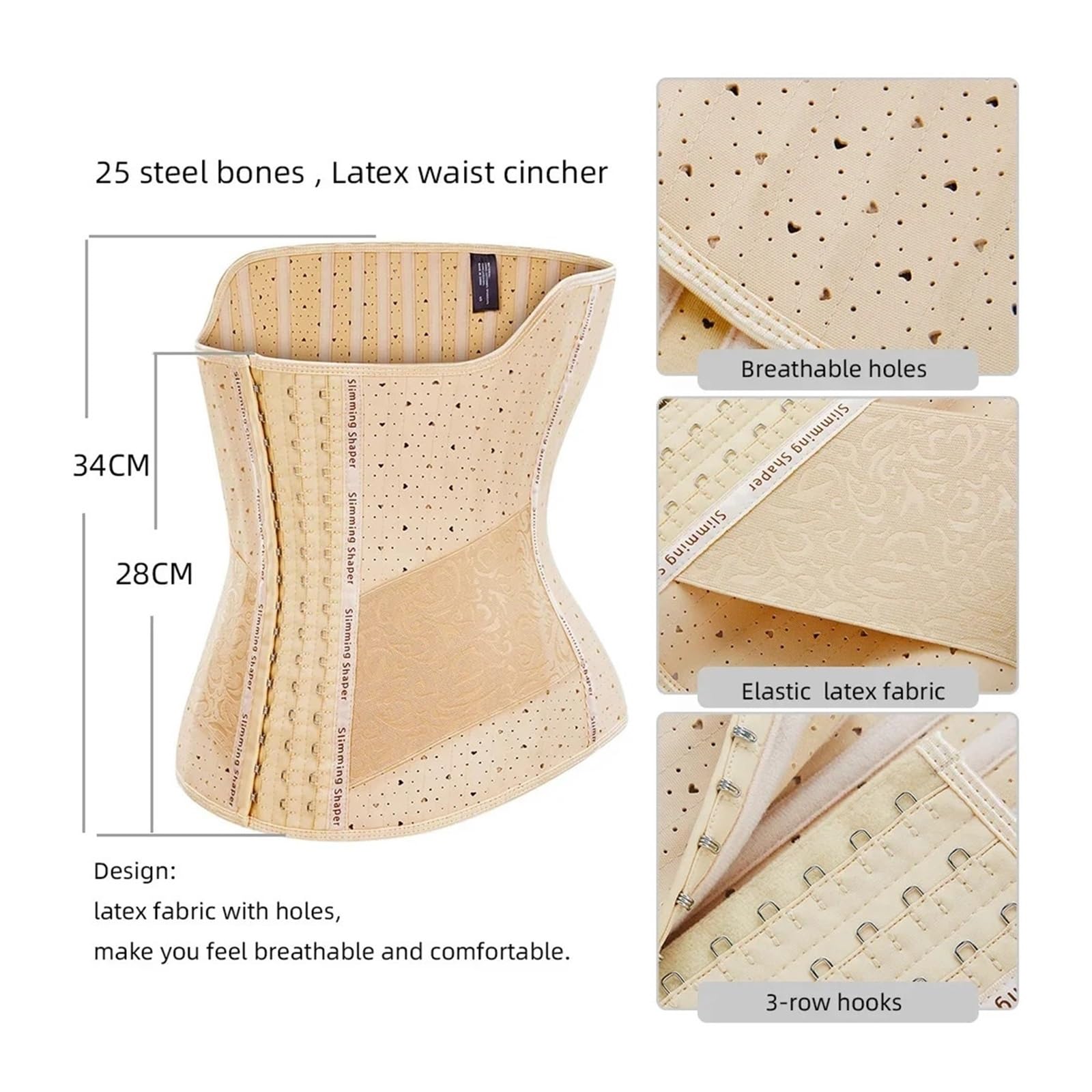 Fascia Addominale per Donna 25 corsetto modellante in lattice Steel Bones con controllo della pancia, for il corpo, snellente for la