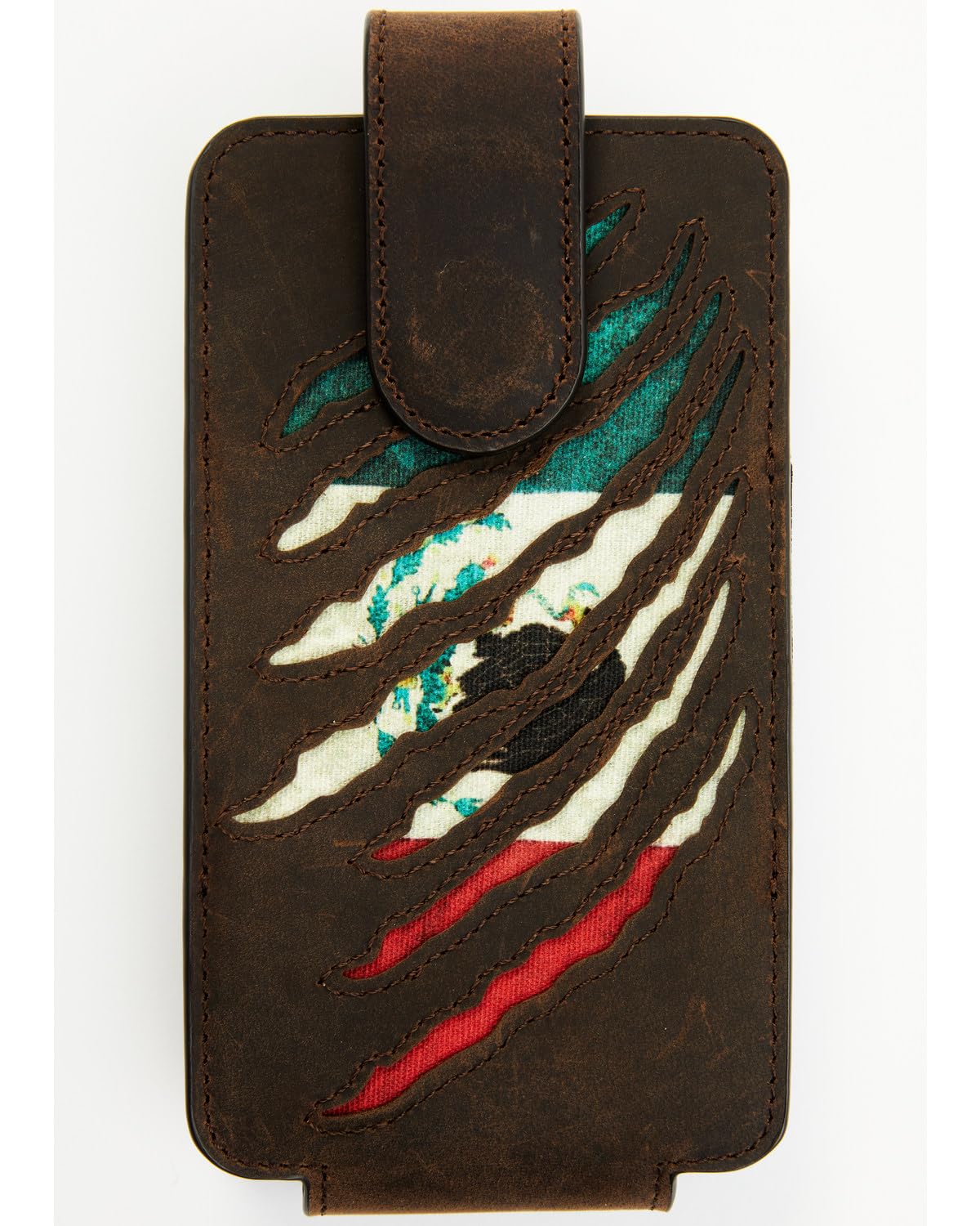 Cody James Men's Scratch Mexican Flag Cell Phone Holder Clip-On Case Brown One Size