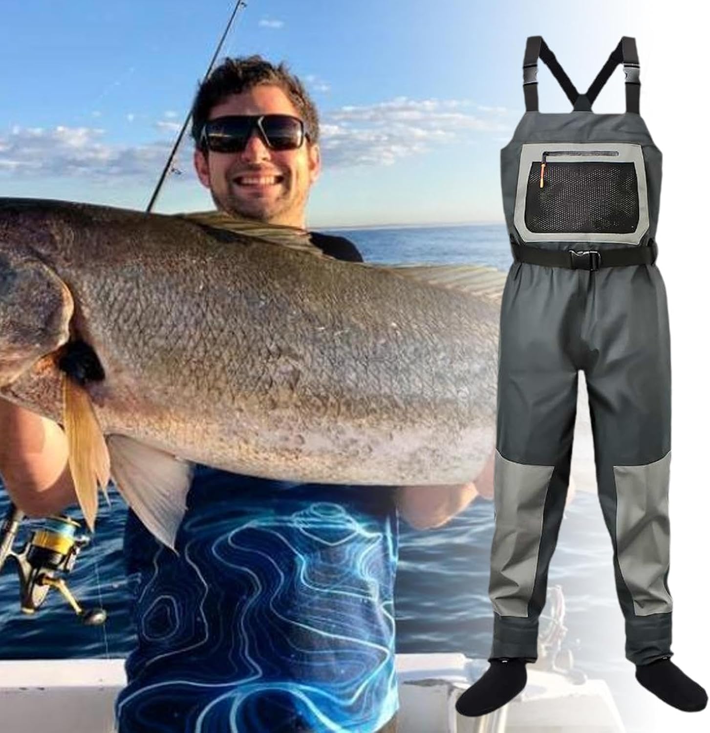 Fishing Chest Waders Pants Waterproof Thermal High Chest Warm Pockets