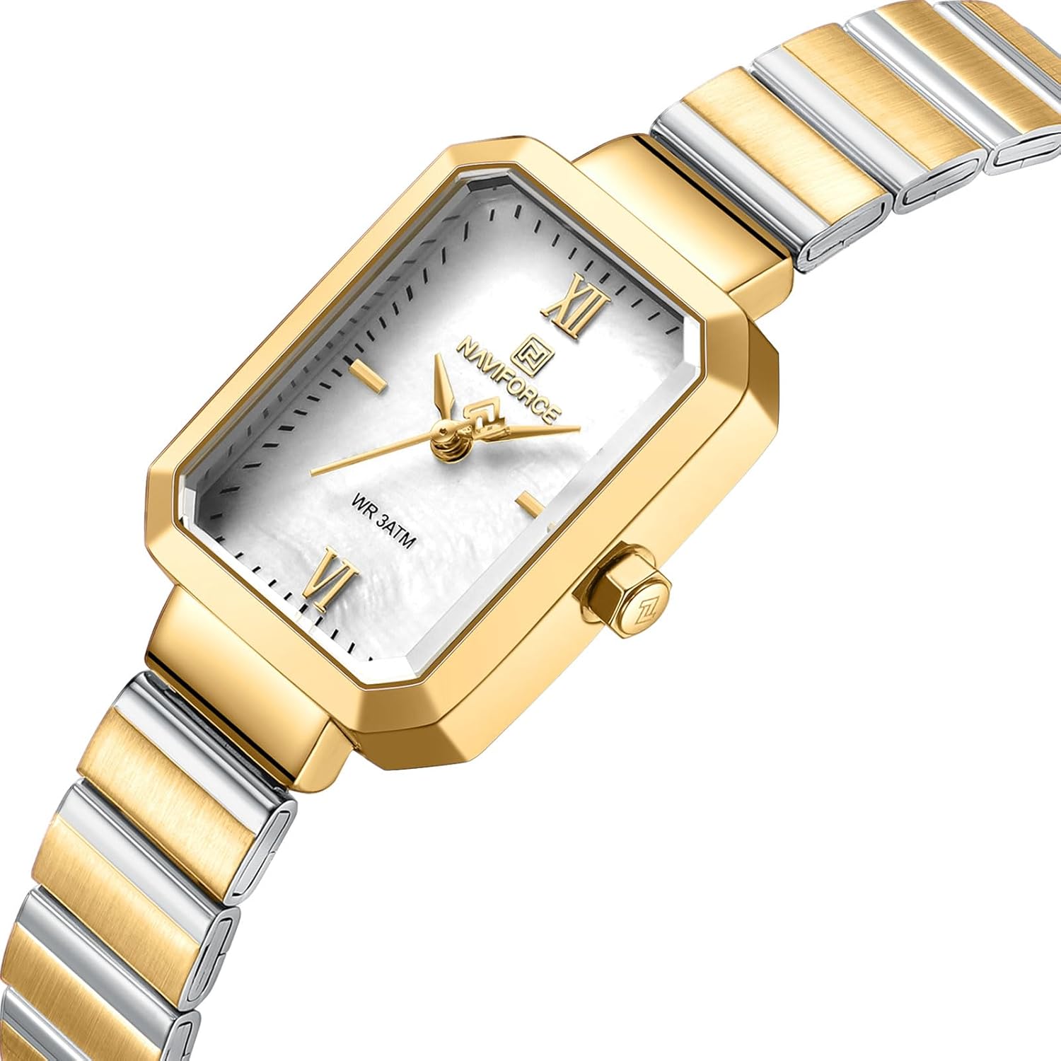 NAVIFORCE Woman Simple Retro Style Bracelet Stainless Steel Watches, Vintage Rectangular Case Watch for Women with Adjustment Tool - Image 2