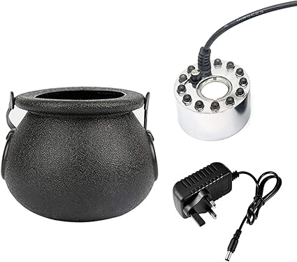 Image Halloween Outdoor Lights, with Witch Cauldron and 12 Color Changing LED Light Mist Maker Fogger Water Fountain Pond, for Bedroom Kitchen Hallway Stairs Halloween Party Prop Decorations(US/EU/UK Plug)