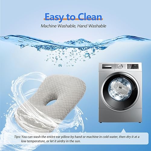 Miniatura 8 de Almohada de perforación de oreja con un agujero para CNH y dolor de oído, inflamación y úlceras por presión para dormir de lado, almohada de algodón
