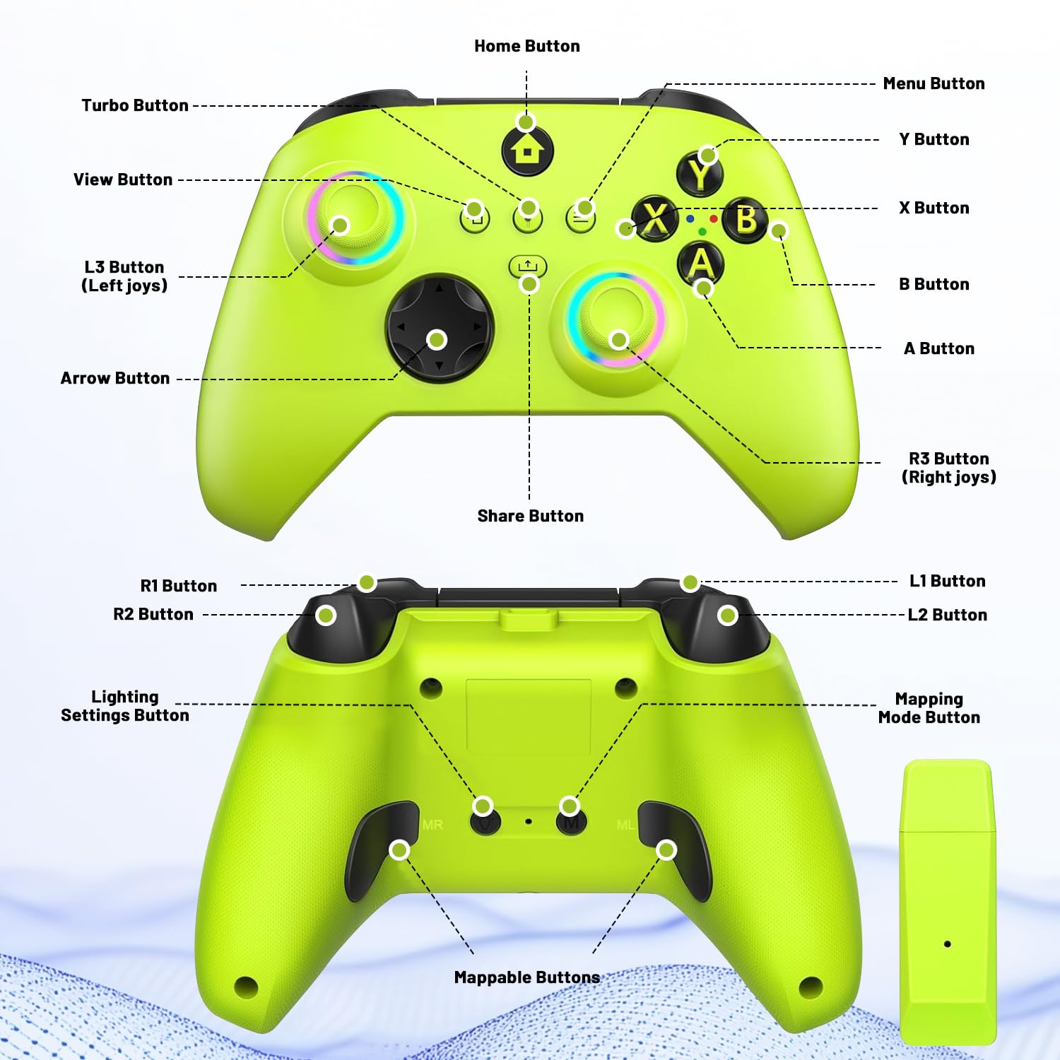 Lampelc Manette Xbox One, manette sans fil Xbox Series X & S/Xbox One/Elite/Windows 7/8/10