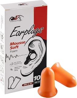 Tarantula 10 Pairs 33 NRR Soft Foam Ear Plugs, Noise Cancelling for Snoring, Loud Noise, Travel, Concerts, Construction, Studying, Work, Shooting – Disposable Hearing Protection, Orange