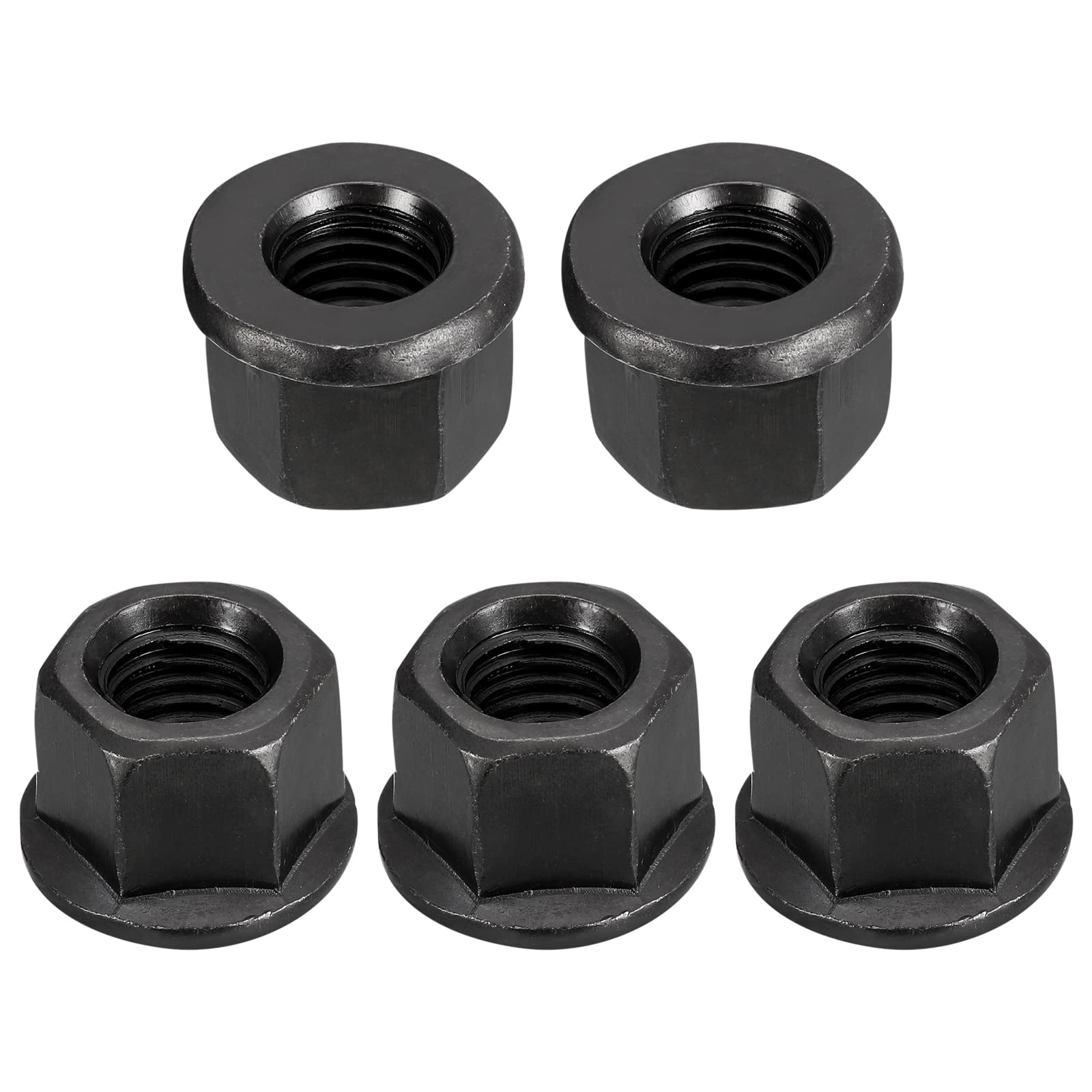 QUARKZMAN M14 Brida Hex Bloqueo Tuercas, 5uds Grado 10.9 Carbono Acero Negro Óxido Acabado Hex Brida Tuercas para Maquinaria