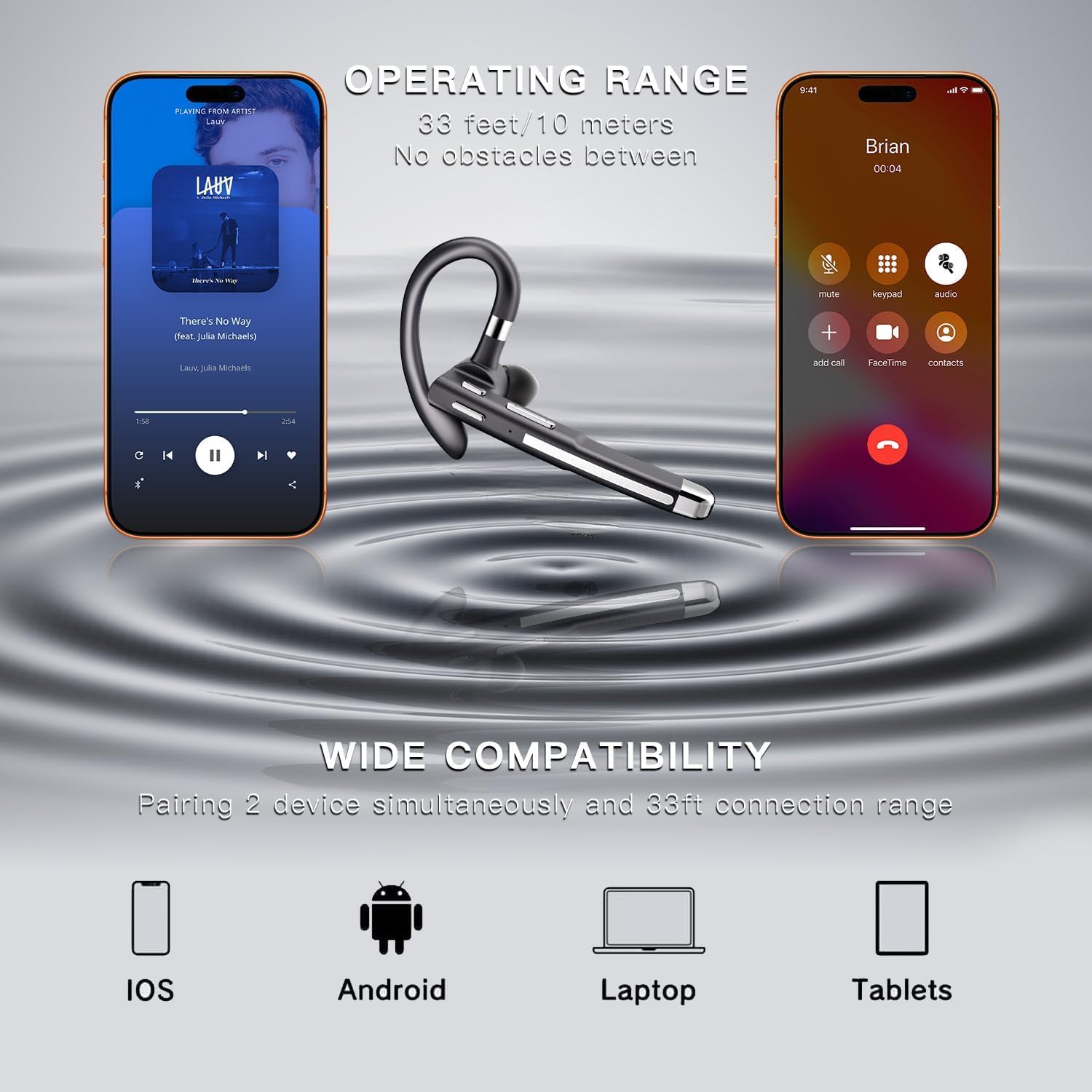 Single Wireless Earbud, Ultra Long Standby Bluetooth Headphone with Large Capacity Charging Box, Built-in CVC8.0 Noise Reduction, — view 6