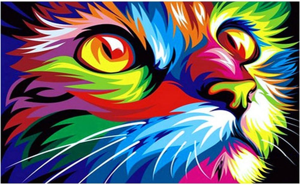 mpiecol 5D DIY Diamond Painting Kits Full Drill DIY Craft for Living Room or Bedroom Full Drill DIY Stitch Diamond Painting Kits Diamond Art for Home Wall Decor Art 30x40cm Colorful Cat