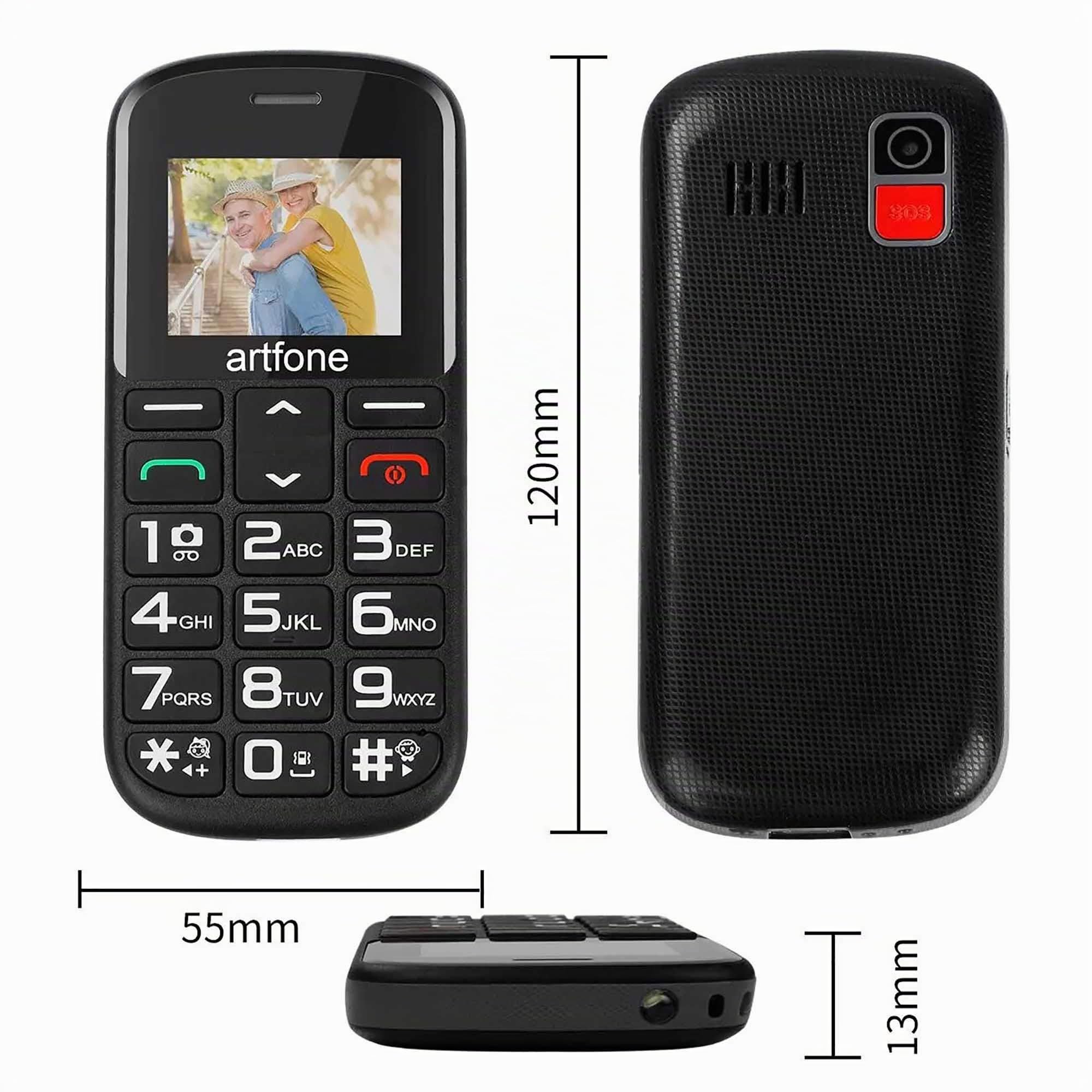 ARTFONE CS182 Telefono Anziani Tasti Grandi | Base ricarica | Funzione SOS