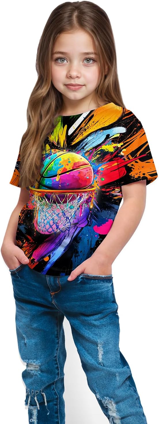 Tie Dye Shirt Kids Neon Shirts for Boys Girls Crewneck Short Sleeve Tee 6-16 Years image 4