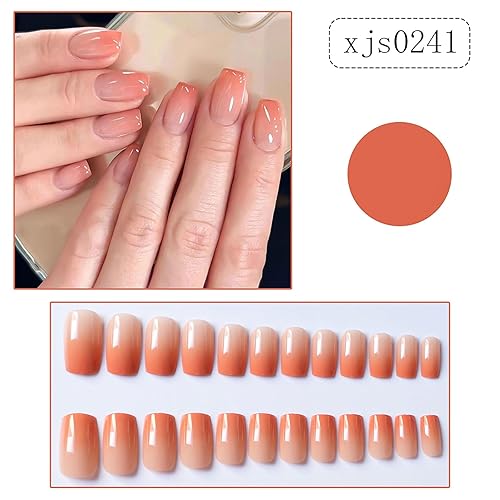 Miniatura 150 de 24 uñas postizas cuadradas medianas con punta francesa a presión, pegamento brillante en las uñas, uñas postizas de cobertura completa con diamantes