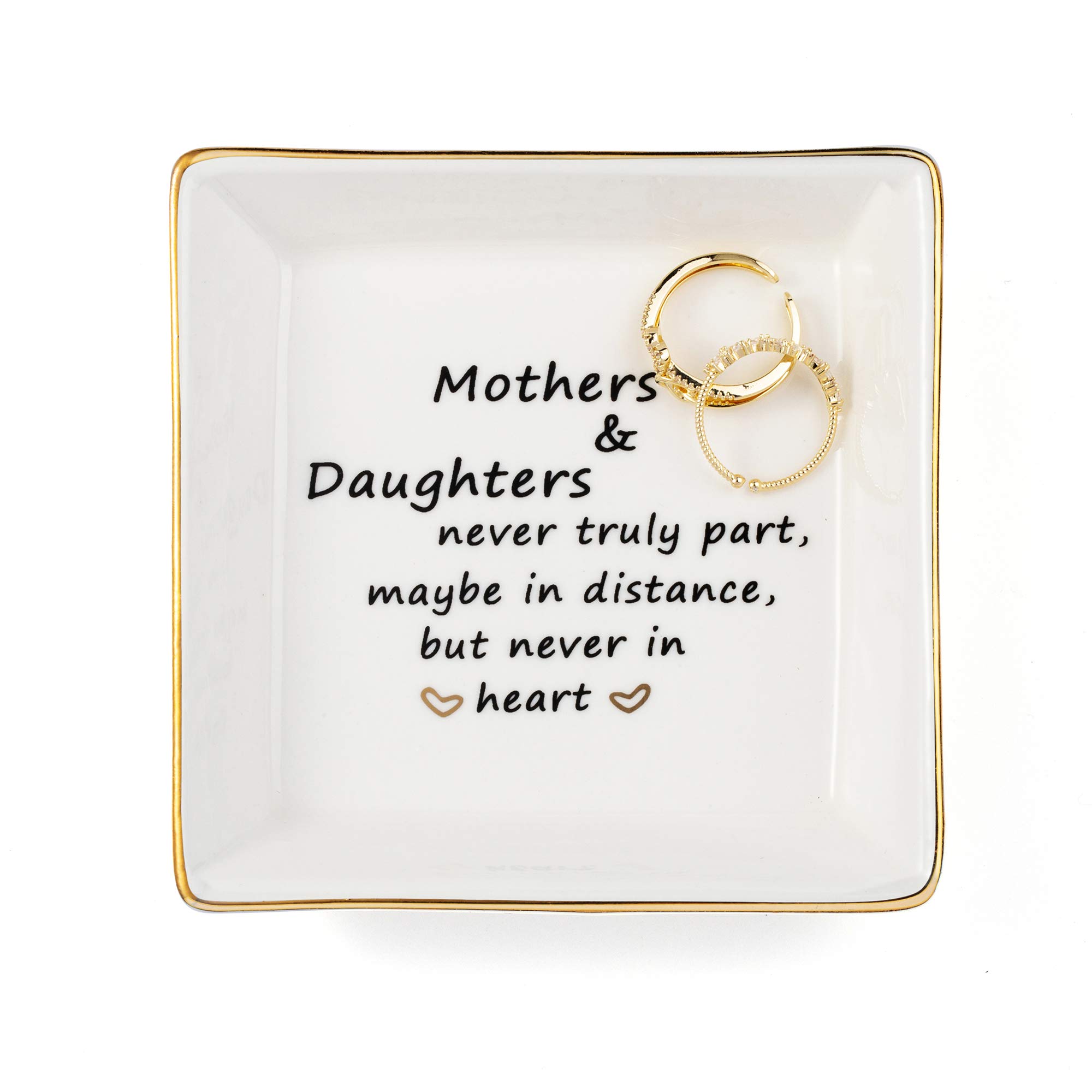 JoycuFF Mother&Daughter Gifts Ceramic Ring Dish Decorative Jewelry Tray-Gifts for Mother from Daughter or Daughter Gifts from Mom