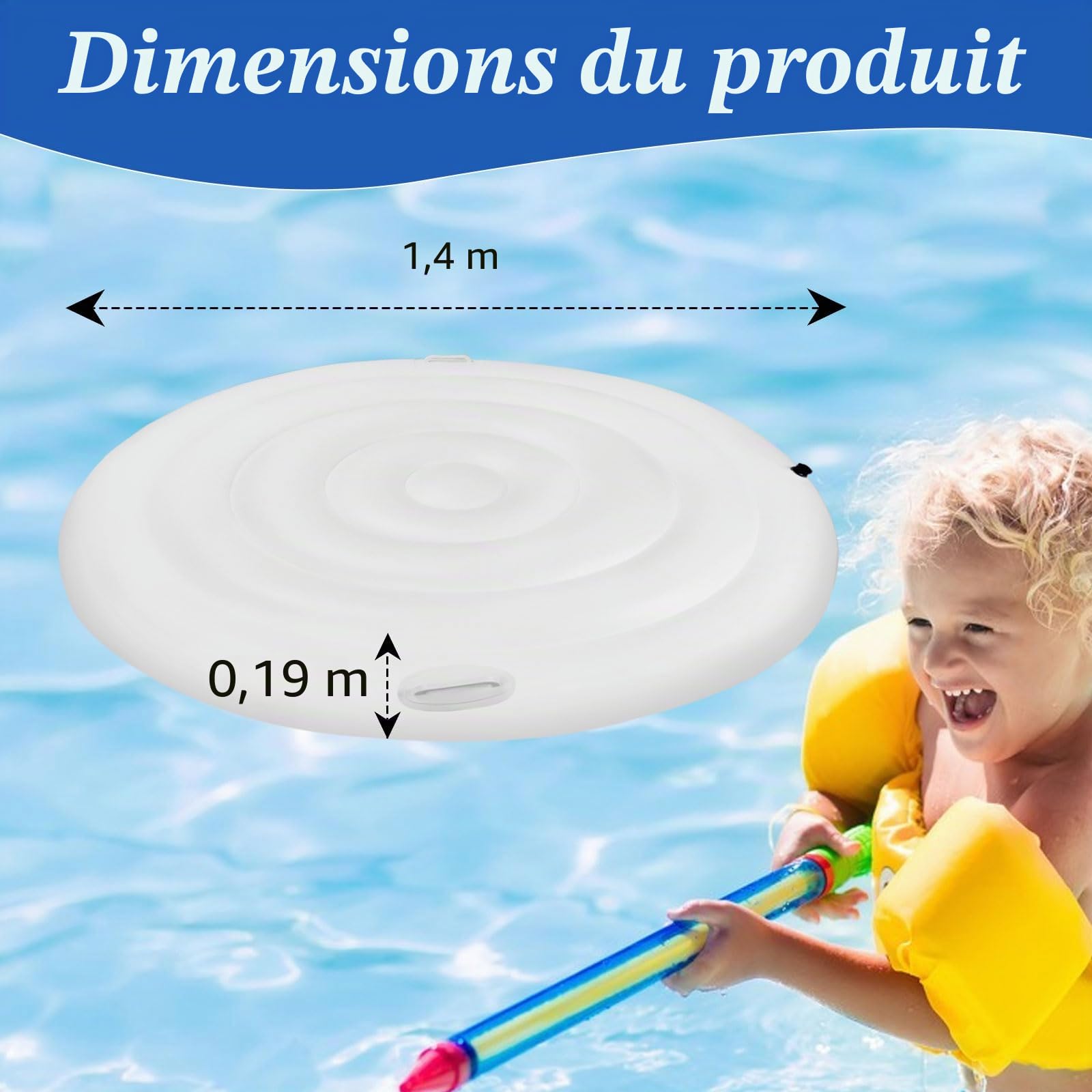 Couverture Gonflable de Spa, Couvercle de Spa avec poignée, Couvercle Gonflable Paresseux pour Baignoire Thermique isolée (Cercle 140 cm)