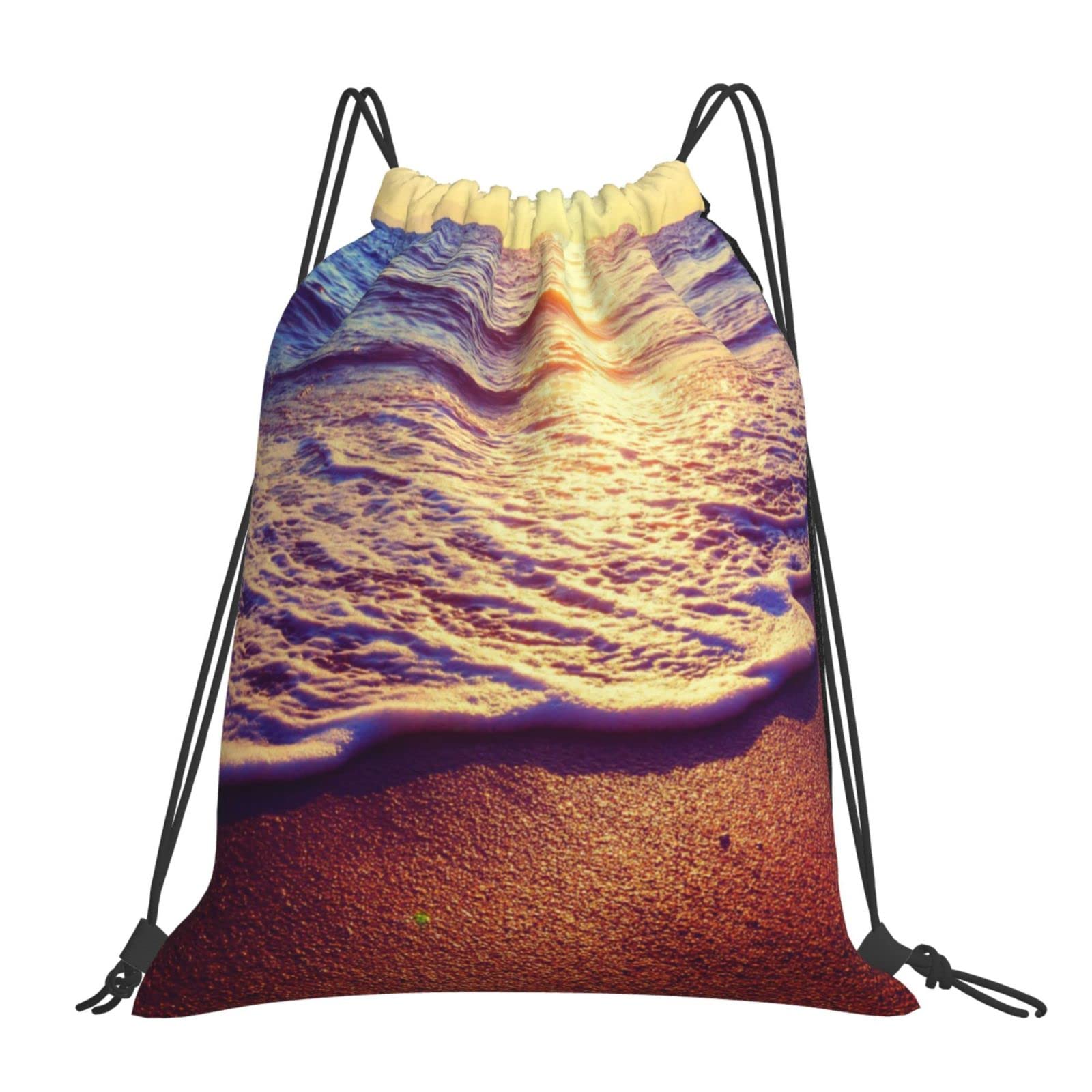 Richugui Sunset Drawstring Backpack Beautiful Ocean Drawstring Bags Sports Gym Bag For Women Men Backpacks Swim Bag For Beach