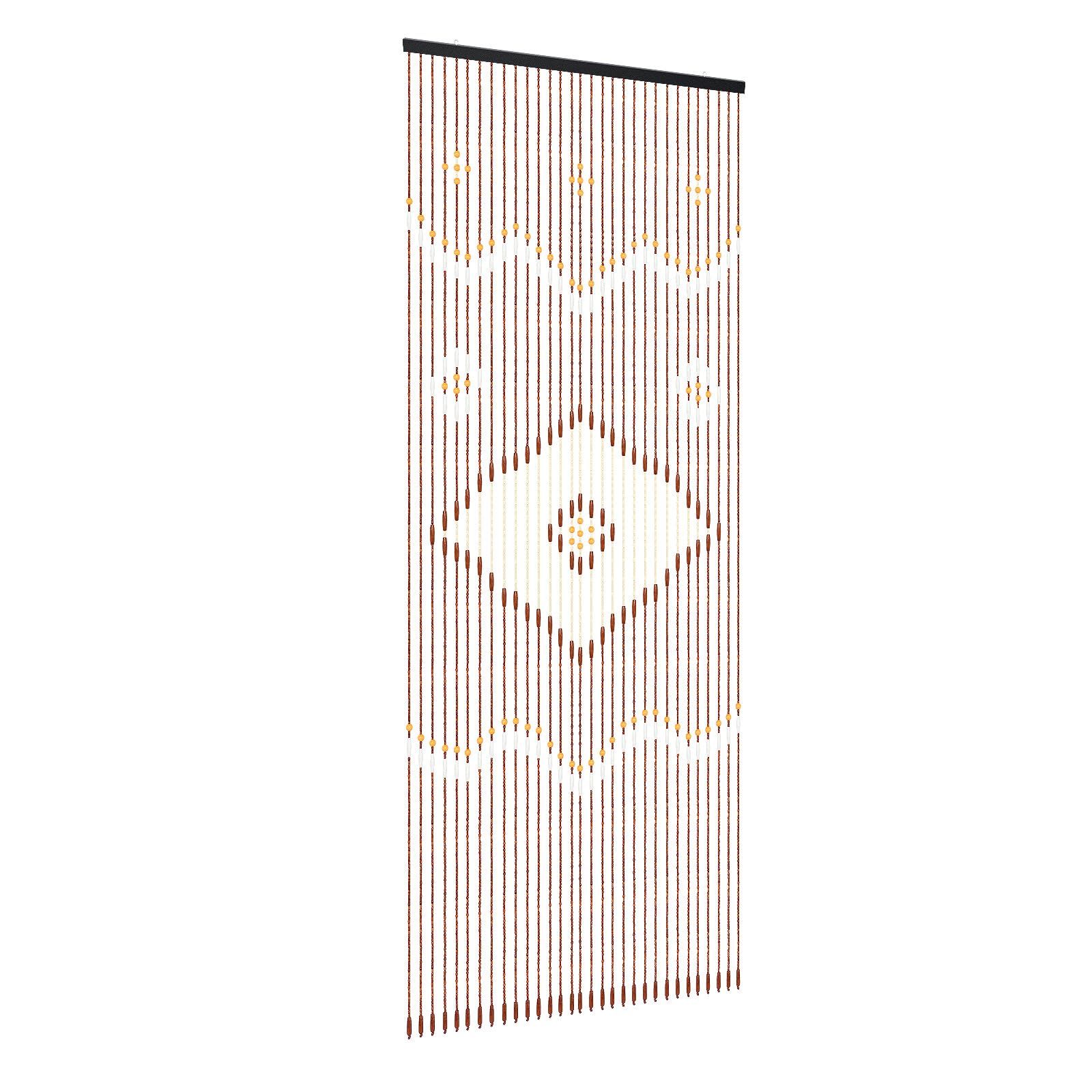 Tenda per porta in legno di bambù, 90 x 208 cm, con perle, color cioccolato, divisorio in bambù, ideale per soggiorno, camera da letto, motivo geometrico