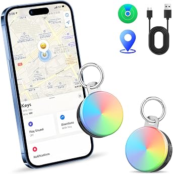 Air Tracker Day 2 Pack with Light Modes Key Finder Compatible with Apple Where's App iOS Only Smart Tag for Night Walks Camping Running Hiking Cycling Item Finder for Suitcases/Wallets