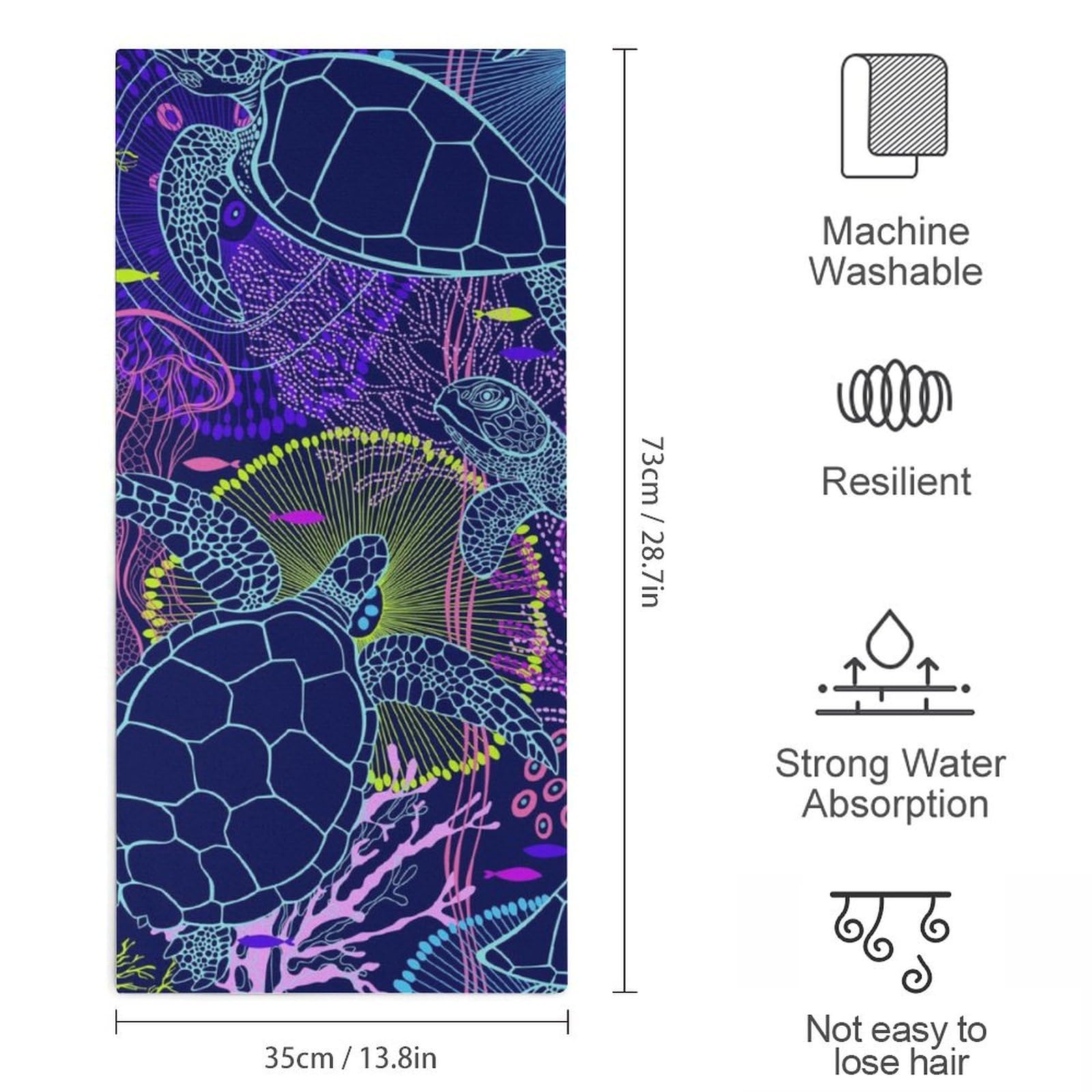 velumair Underwater Fish and Jellyfish Hand Towels for Bathroom Fingertip Towels Shower Towels Absorbent Soft Bath Hand Towels for Bathroom Decorative