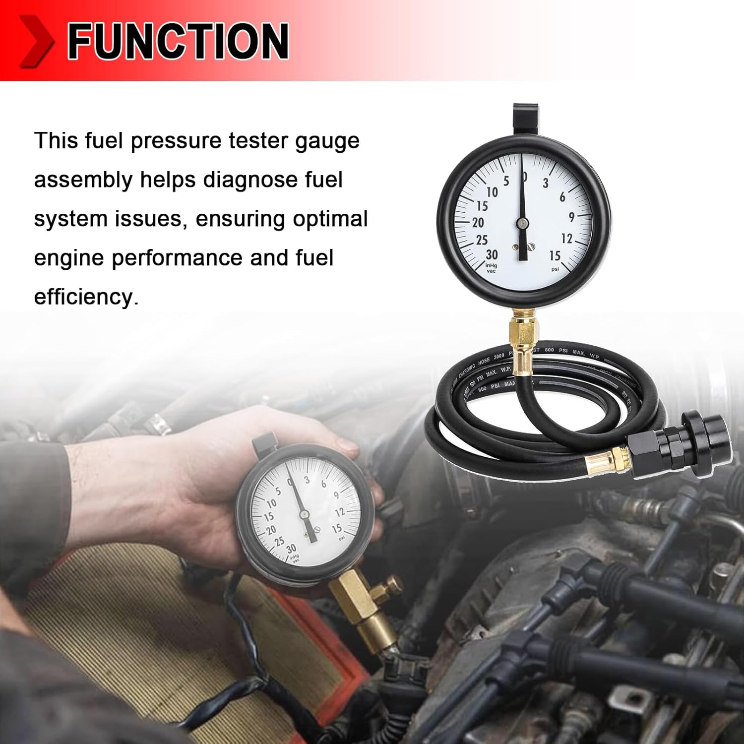 Diesel Fuel Pressure Tester Gauge Assembly TU-32-6 6.6L Fits for GM Duramax Diesel Fuel Pressure System Test Kit