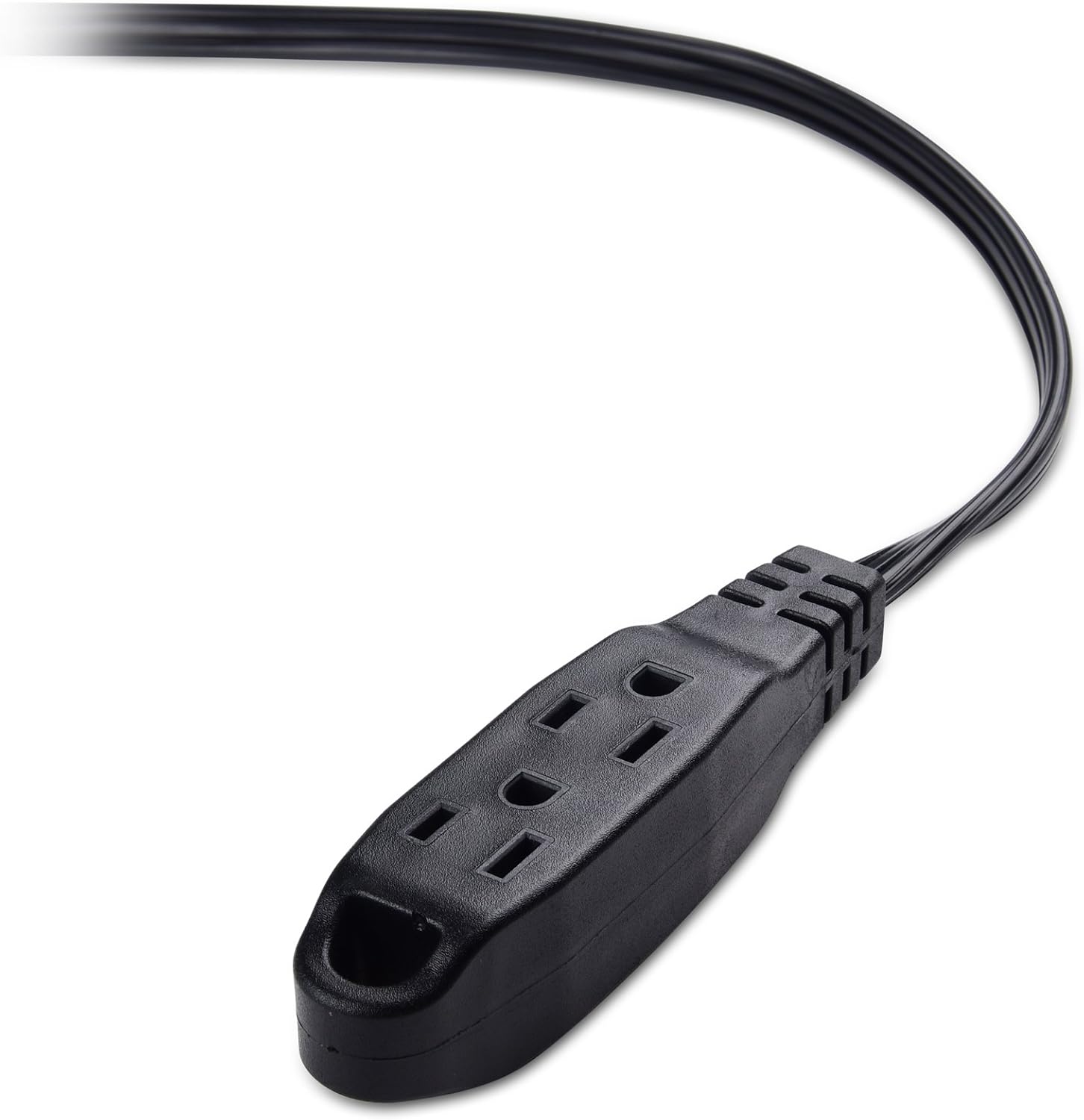 Cable Matters 2-Pack Flat Plug 3 Outlet Extension Cord - 6ft, [NEMA 5-15P to 3X NEMA 5-15R, 13A/125V/1625W] Grounded 3 Outlet Power Cord with Space Saver and Hanging Loop