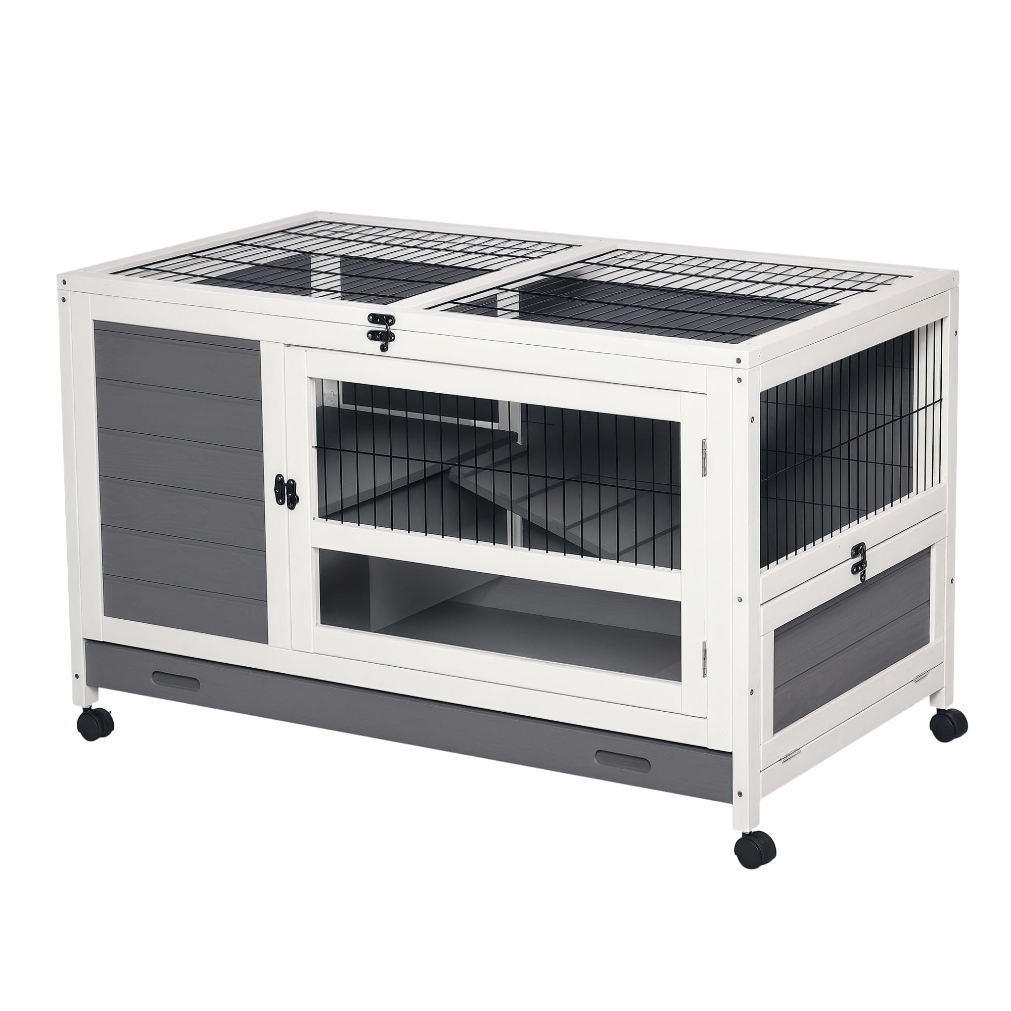 PawHut Conigliera legno rialzata interni 40,25"x23,5"x25" Grigio