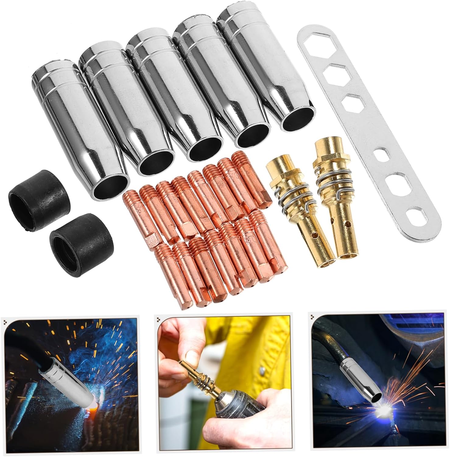 1set Welding Torch Accessory Kit Gas Soldering Nozzles Protectors and Connectors for Versatile Welding Projects and Easy Storage