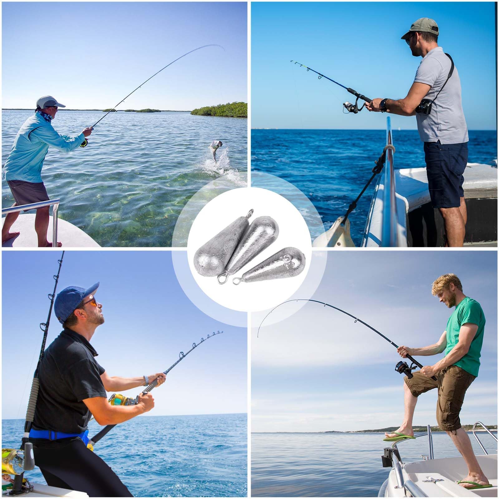 44 Piezas Plomo para Pesca, Diez tamaños, Kit de Pesas para Pesca, Kit de Pesas de Pesca, Plomos de Pesca, Kit de Plomo para Pesca, Plomo de Pesca con Forma de Gota, Kit de Plomo para Pesca