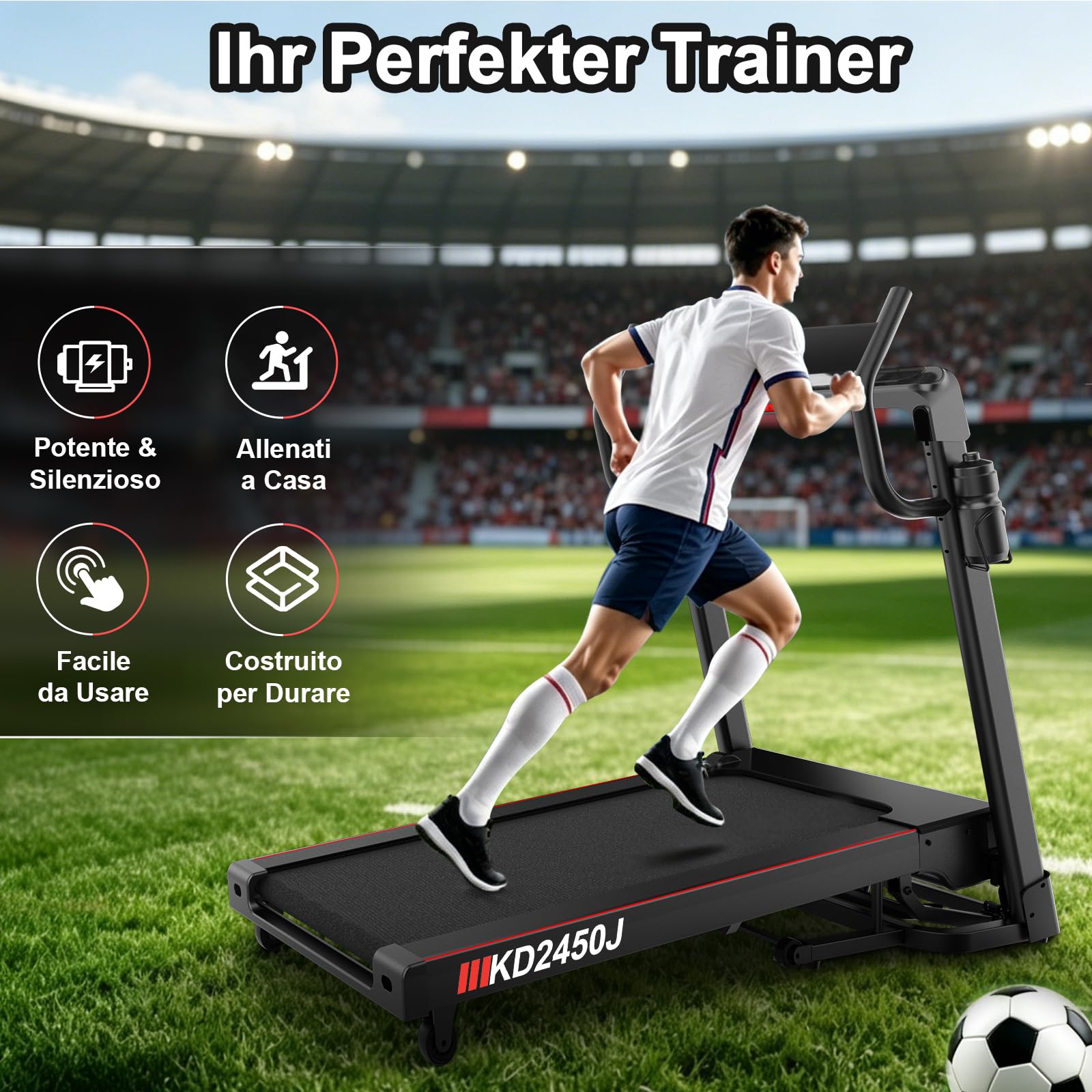 Profi Laufband für Zuhause Klappbar, Laufbänder mit Steigung, Leiser Motor, Treadmill for Home mit Große Lauffläche, WiFi, Bluetooth, APP, für Marathon-Training, Deutsche Qualitätsmarke | Heim-Klapplaufband,Leiser Motor,Breite Lauffläche,WiFi,Bluetooth, A