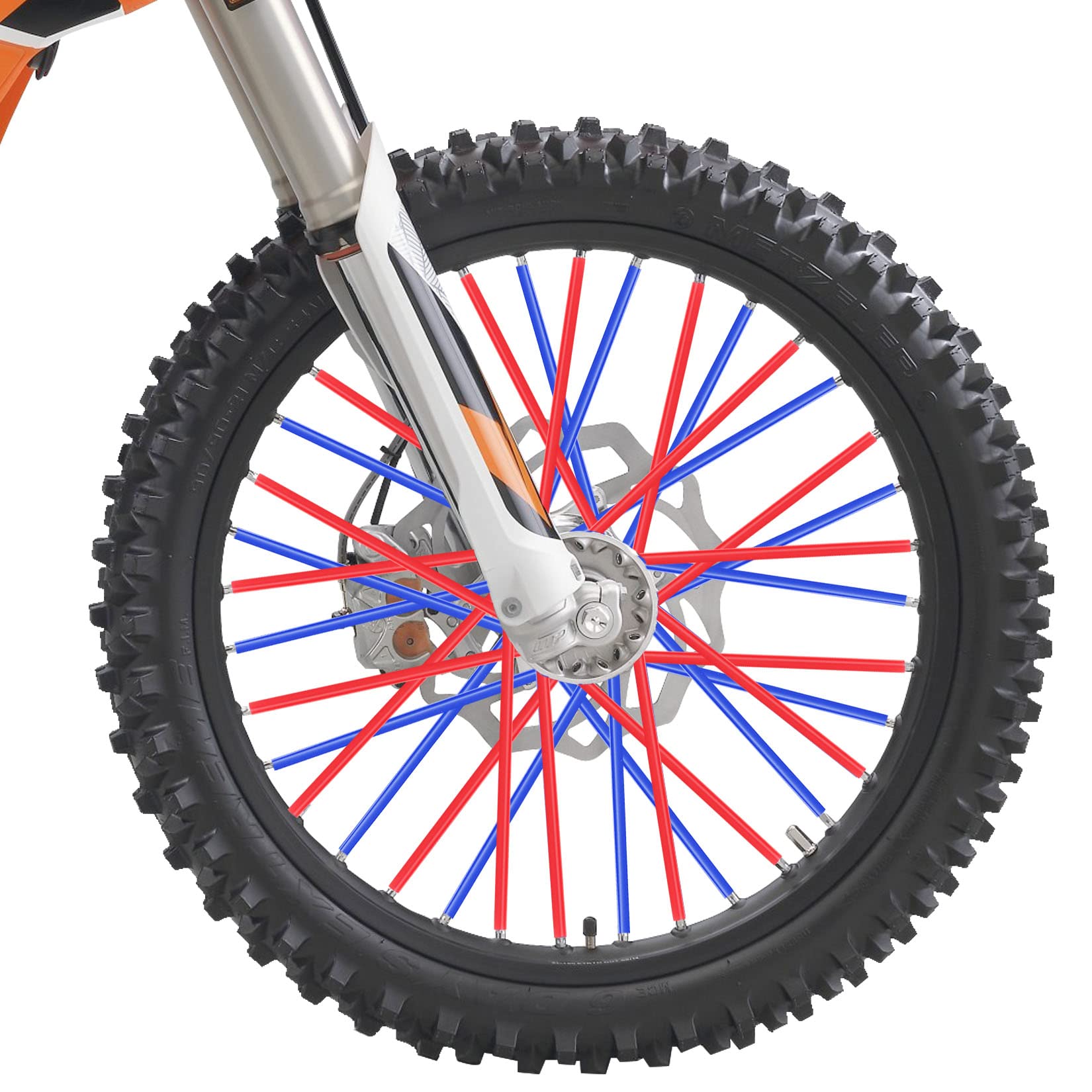 PSLER 72 PCS Blue and Red Spoke Skins Spoke Covers Trim Wrap Cover Decoration Protector Pipe Motorcycle Motocross Pit Dirt Bike Aaccessories