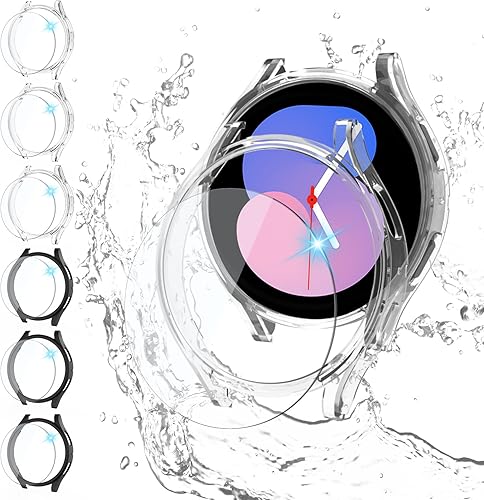 Paquete de 6 + 6 protector de pantalla para Galaxy Watch 5 y Galaxy Watch 4 de 1.575 pulgadas, película protectora de vidrio templado antivaho y