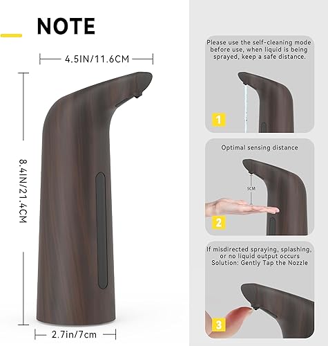Miniatura 3 de Dispensador automático de jabón sin contacto, 15 oz/13.5 fl oz, gran capacidad, dispensador ajustable de cuatro niveles, volumen adecuado para baño