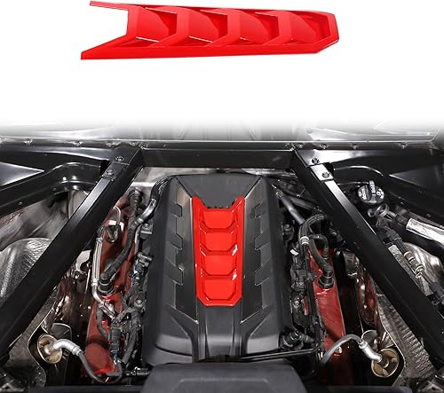 Daeiclru Cubierta de cubierta de motor compatible con Chevrolet Corvette C8 2020-2023, cubierta de panel de bahía de motor de plástico ABS (rojo)