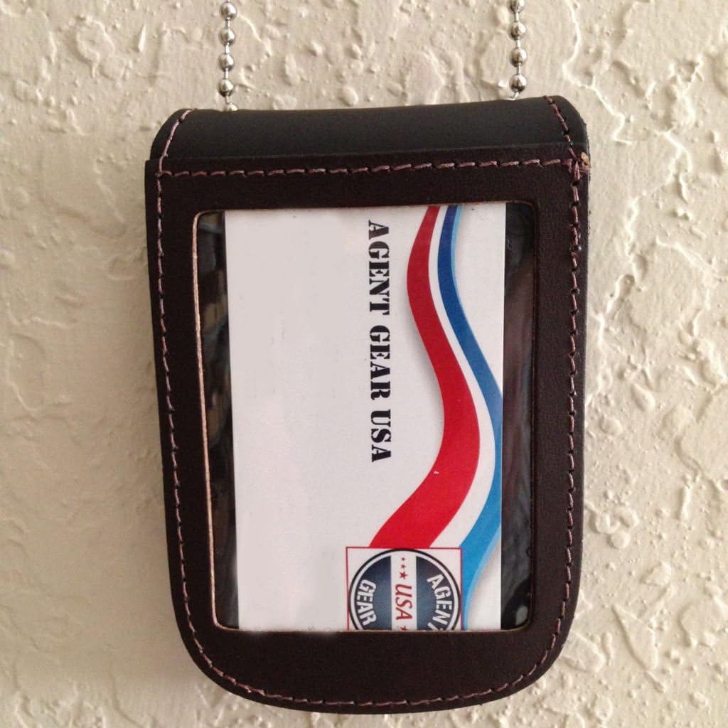 Universal Leather Neck Chain Badge And ID Holder - Dark Brown - Image 4