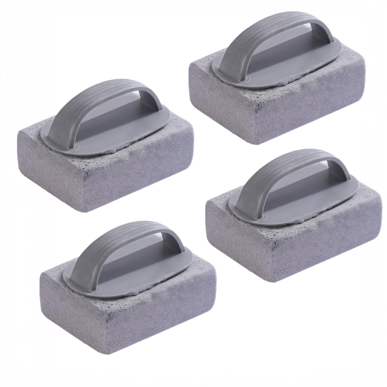 4Pcs Pumice Stone for Grill & Oven Cleaning – Heavy Duty Scrubber Brick with Handle, Natural Grease Remover for BBQ, Griddle, Sink, Pool, Bathroom – Stain & Rust Cleaning Supplies