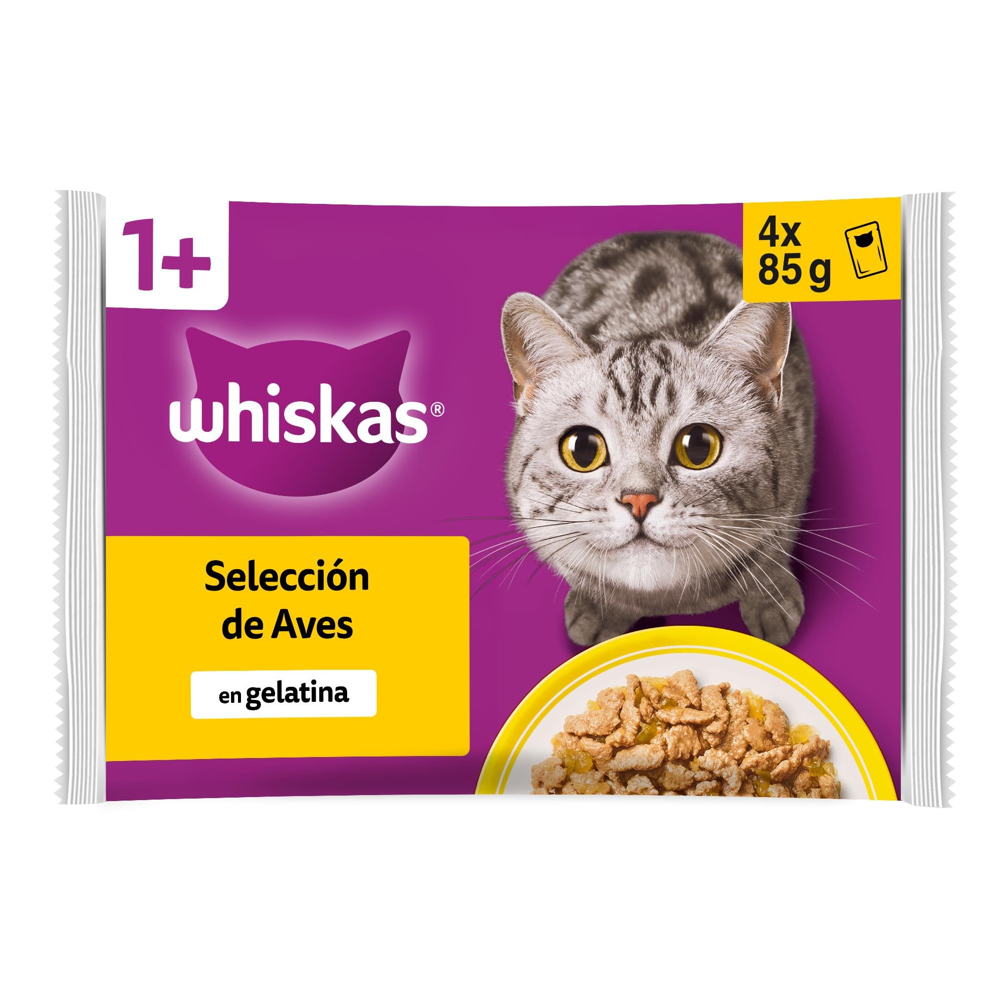 Whiskas Wet Food for Adult Cats Selection Birds in Gelatin (13x 4 sachets x85g)