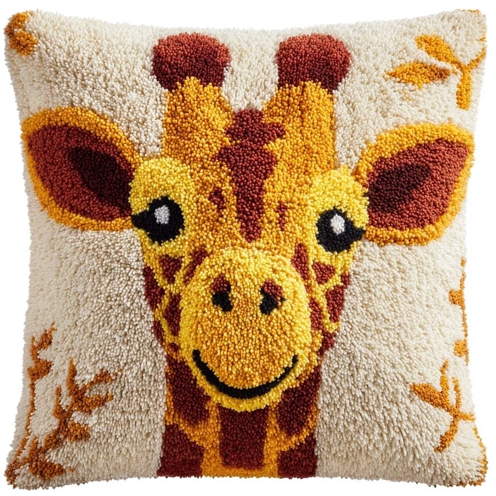 AxiangziK Latch Hook Pillow Kits 17x17in,Giraffe