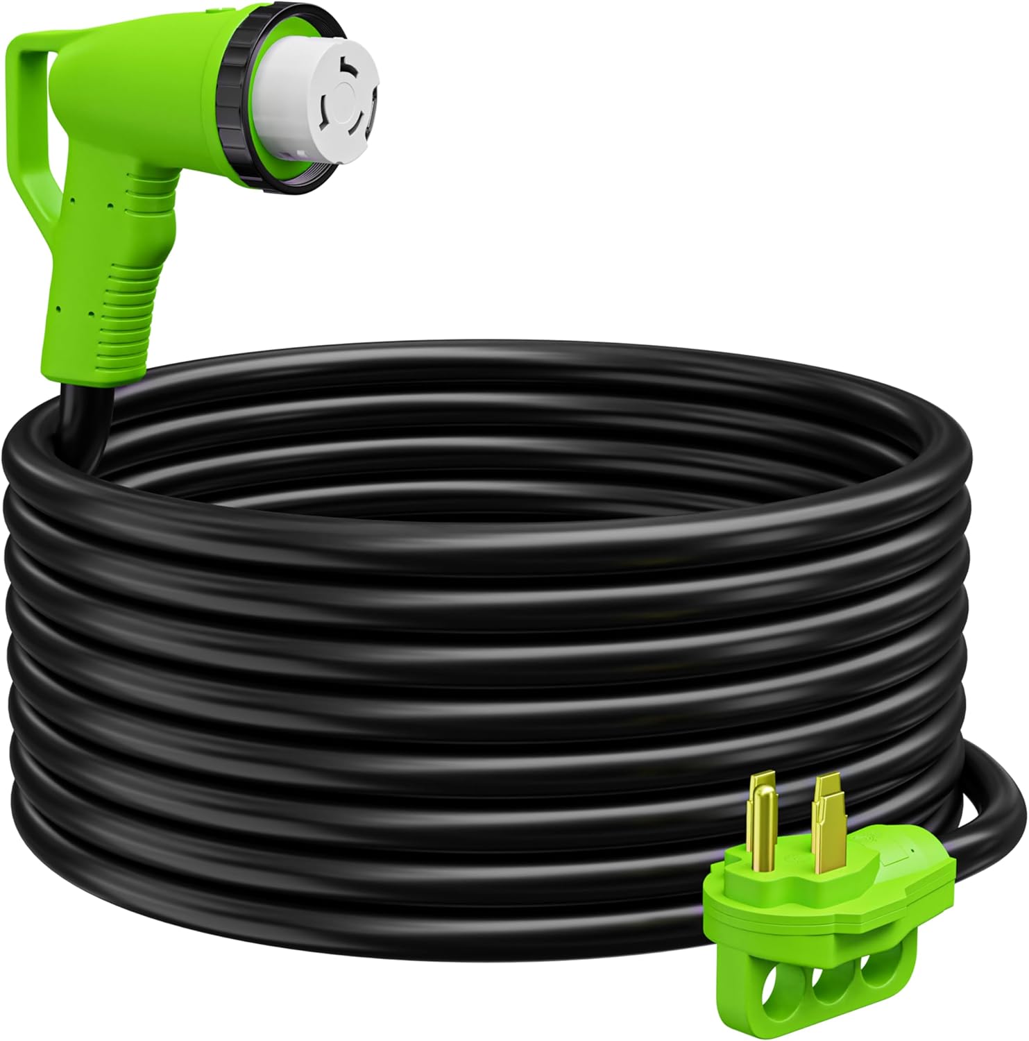 90 Degree 36' Power/Extension Cord with 50 AMP Male Standard / 50 AMP Female 90 Degree Locking Adapter (50 Amp - 36 Foot)