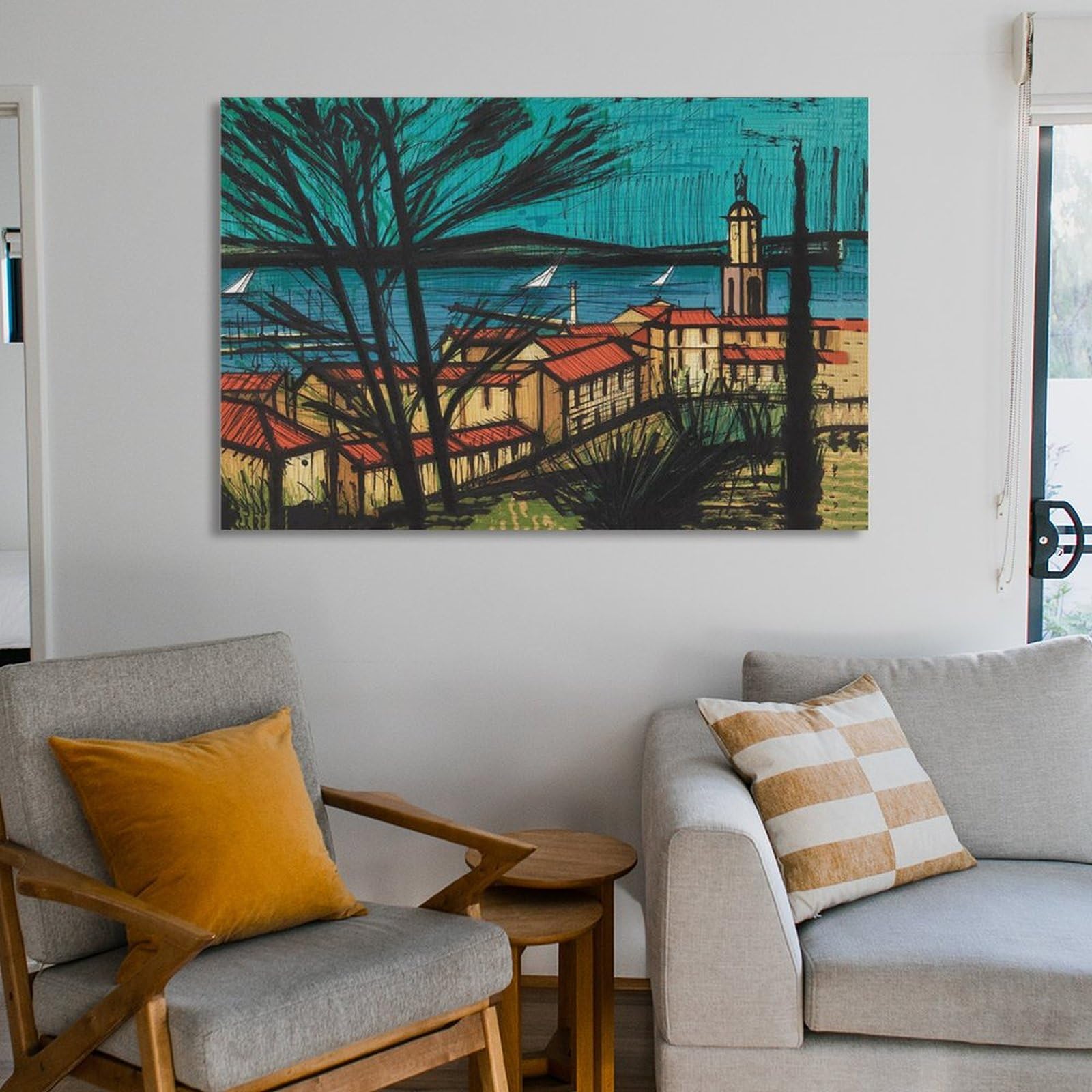 ベルナール・ビュッフェ サントロペ風景 額縁 インテリア アート ベルナール・ビュッフェ サントロペ風景 額縁 インテリア アート