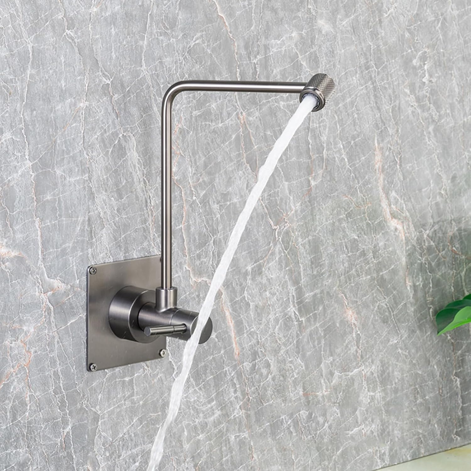 Wall Mount Filtered Water Faucet 360° Rotating Cold Water Faucet for Kitchen Sink Stainless Steel,Black