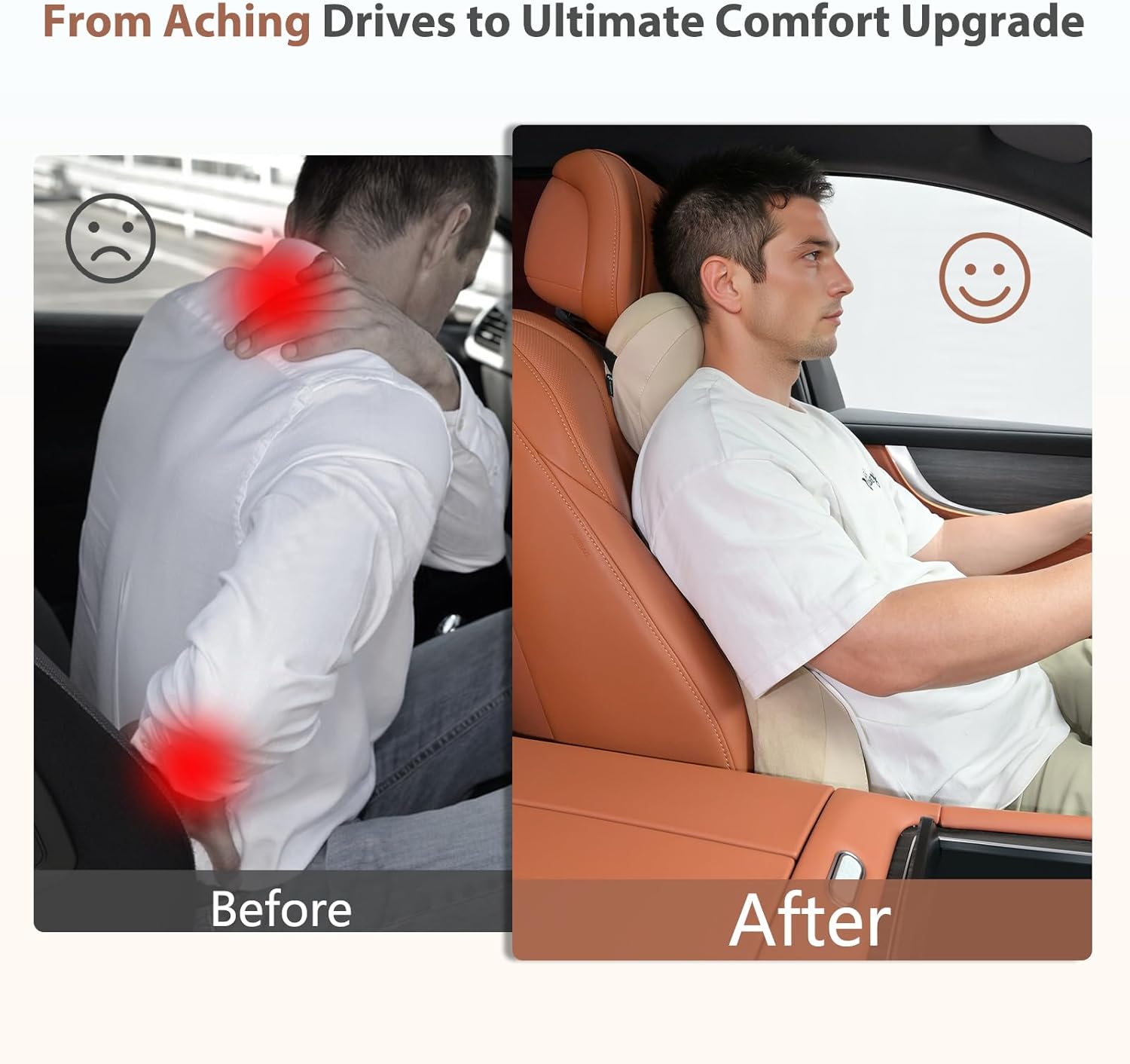 FLORICH Lumbar Support with Headrest Pillow Double-Sided Suede & Leather Car Neck Pillow and Back Cushion Kit Ergonomic Back Rest Pillow Neck Back Pain Relief for Car, Office Chair, Black - Image 8