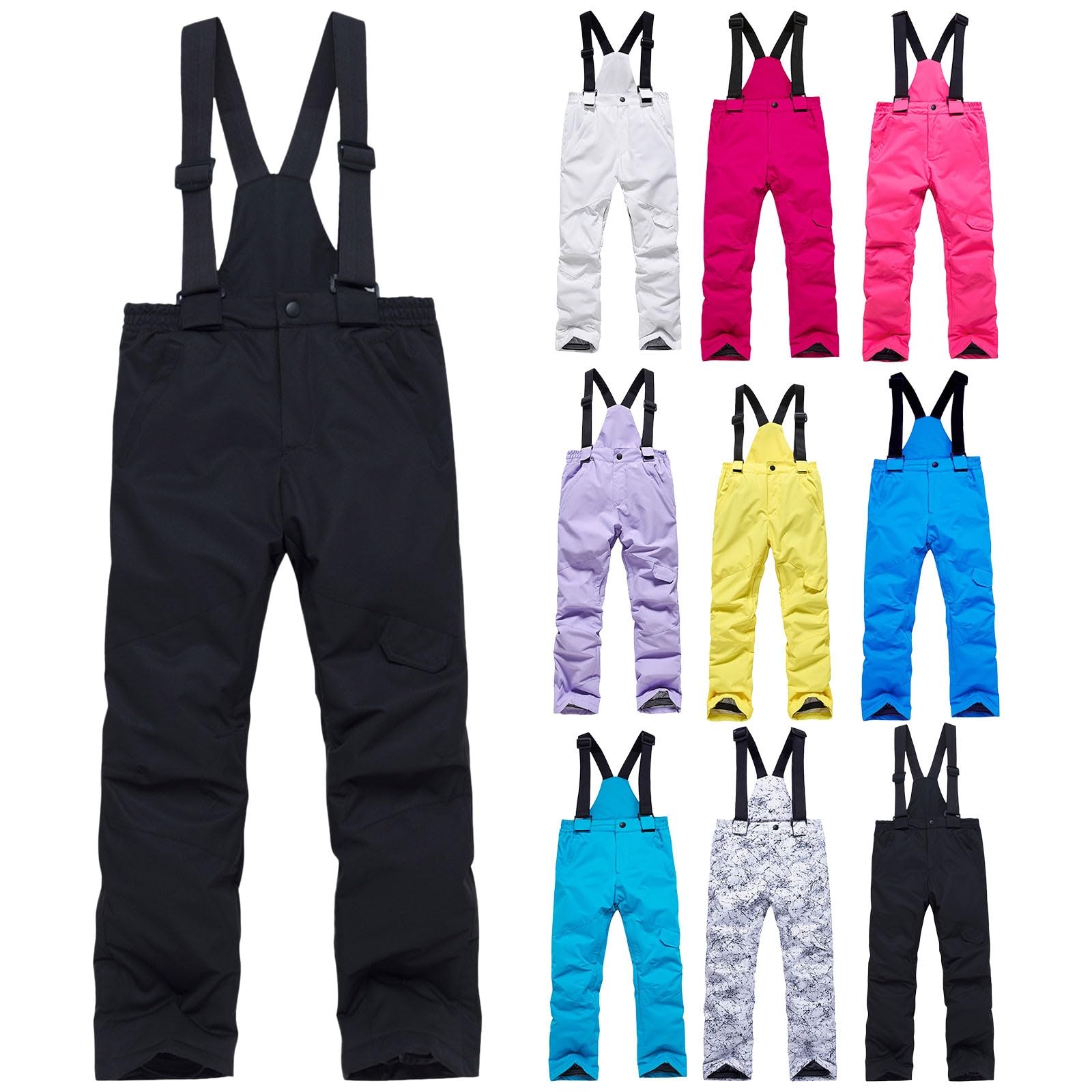 Skihose Kinder Unisex Winterhose Mit Abnehmbaren Hosenträgern Wasserdichte Matschhose Gefütterte Thermohose