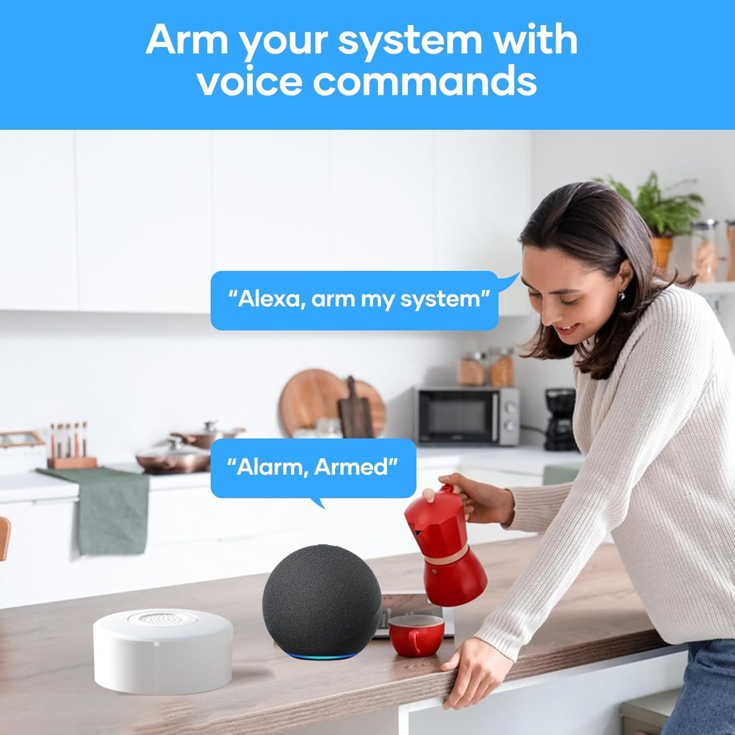 AGSHOME Alarmanlage 8-teiliges, Smart Home Alarmanlage Haus mit APP, WLAN Alarmanlage Set mit Sirene, 5 Fenster Tür Sensoren Und 2 Fernbedienungen, Alarmanlage für Haus, Wohnung, Wohnmobil