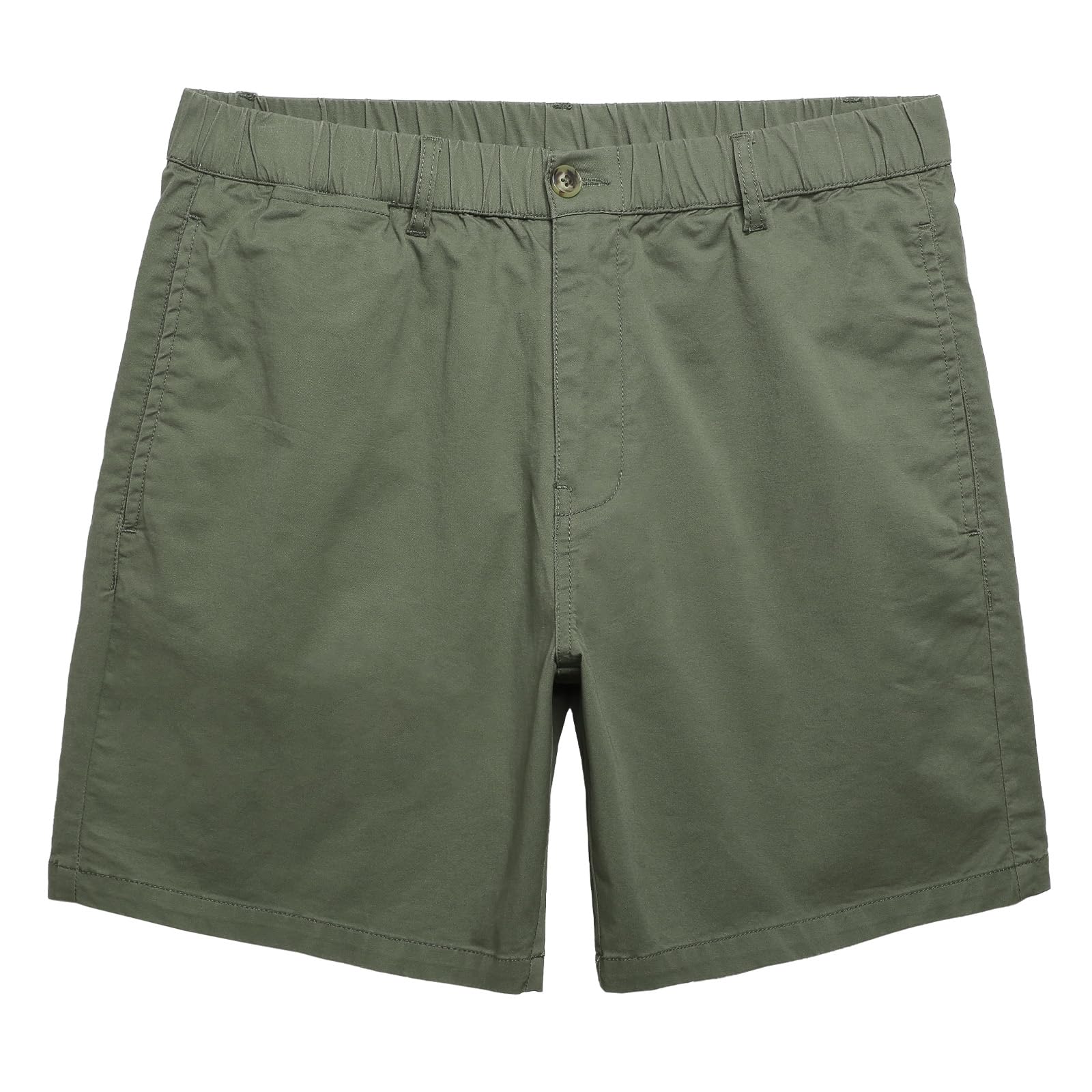 maamgic Men's Classic-fit 7" Cotton Casual Shorts Elastic Waistband with Multi-Pocket Daily Wear Walking Summer Outfit